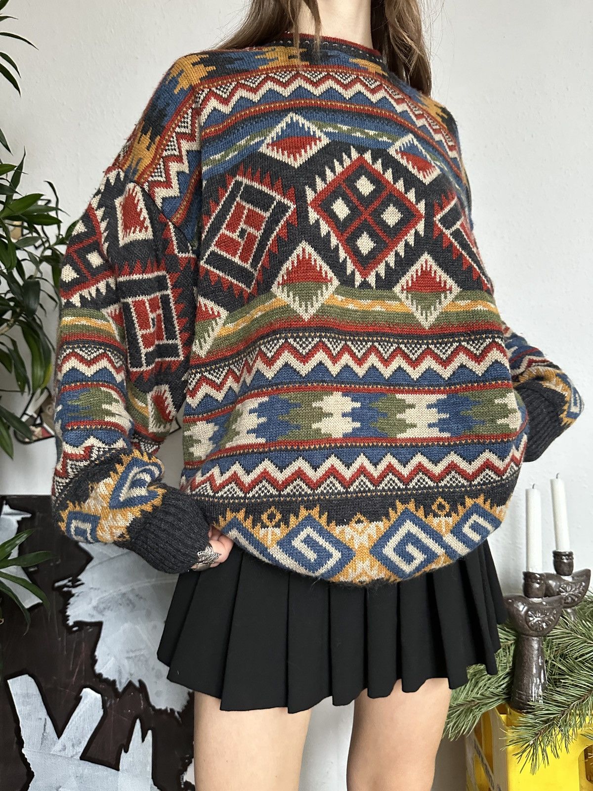 Designer × Vintage Cozy Gilmore girl Vintage Geometric Knit Sweater Size US L / EU 52-54 / 3 - 6 Thumbnail