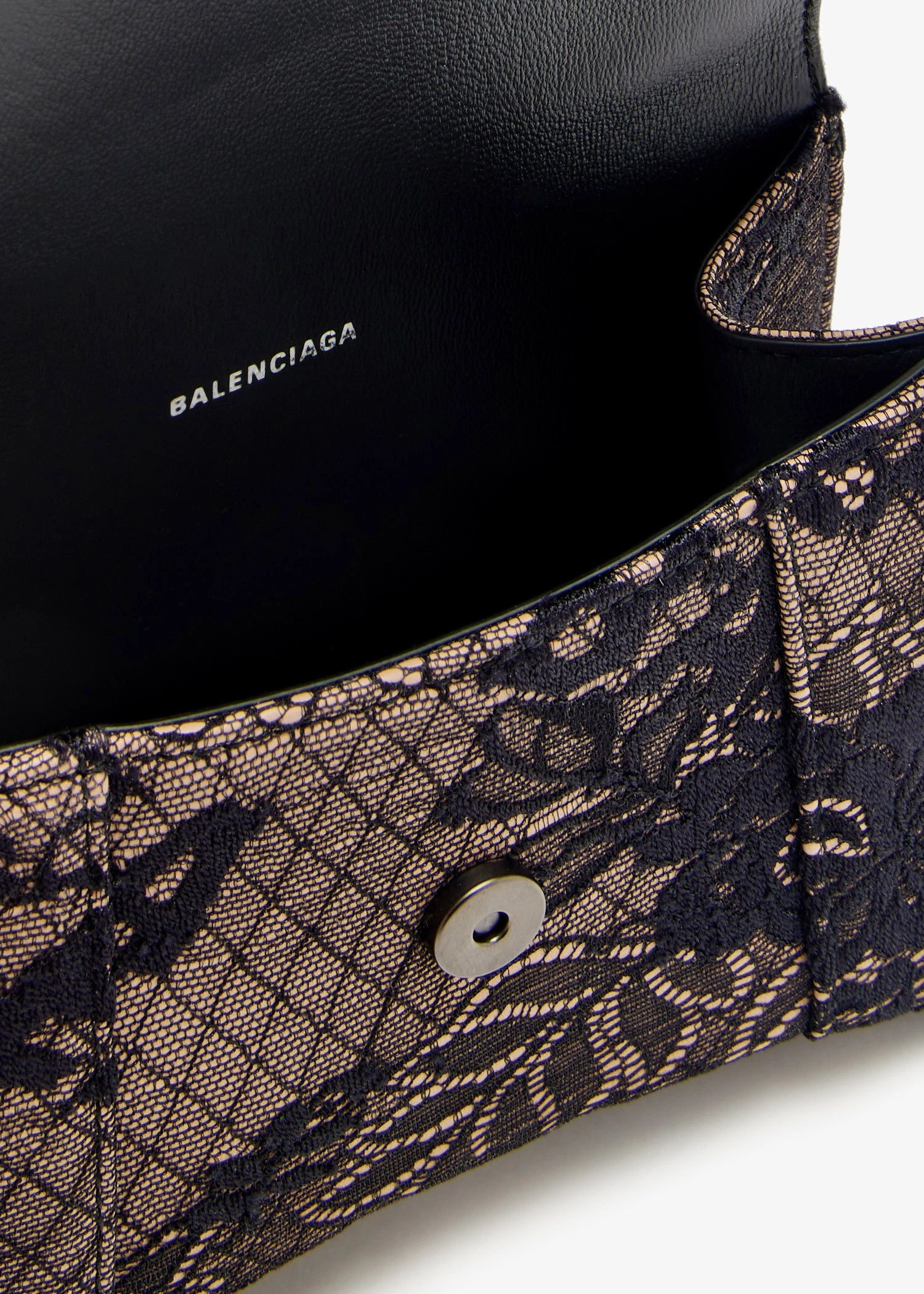 Balenciaga o1srvl11e1025 Size: OS / Hourglass XS Handbag With Dentelle Size ONE SIZE - 4 Thumbnail