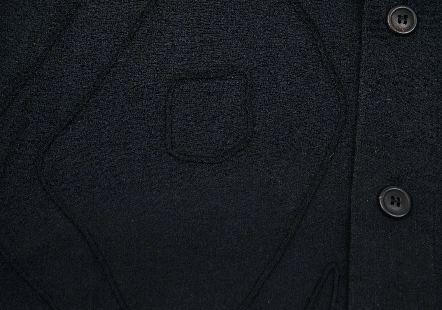Issey Miyake Cotton Embroidered Mao Collar Shirt in Black, Size M Size US M / EU 48-50 / 2 - 7 Thumbnail