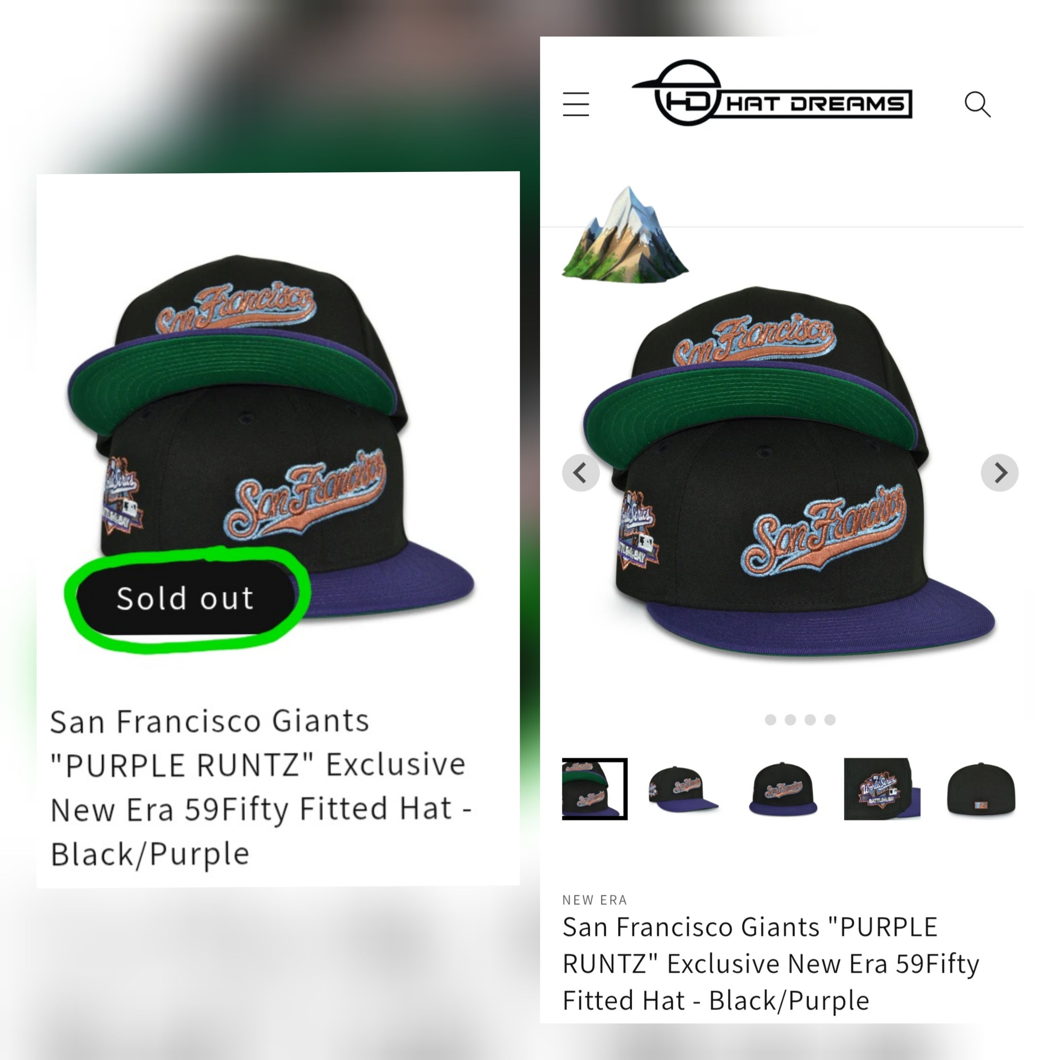 New Era 7 5/8 Hat Dreams Rushmore San Francisco Giants Not Hat Club Size ONE SIZE - 2 Thumbnail
