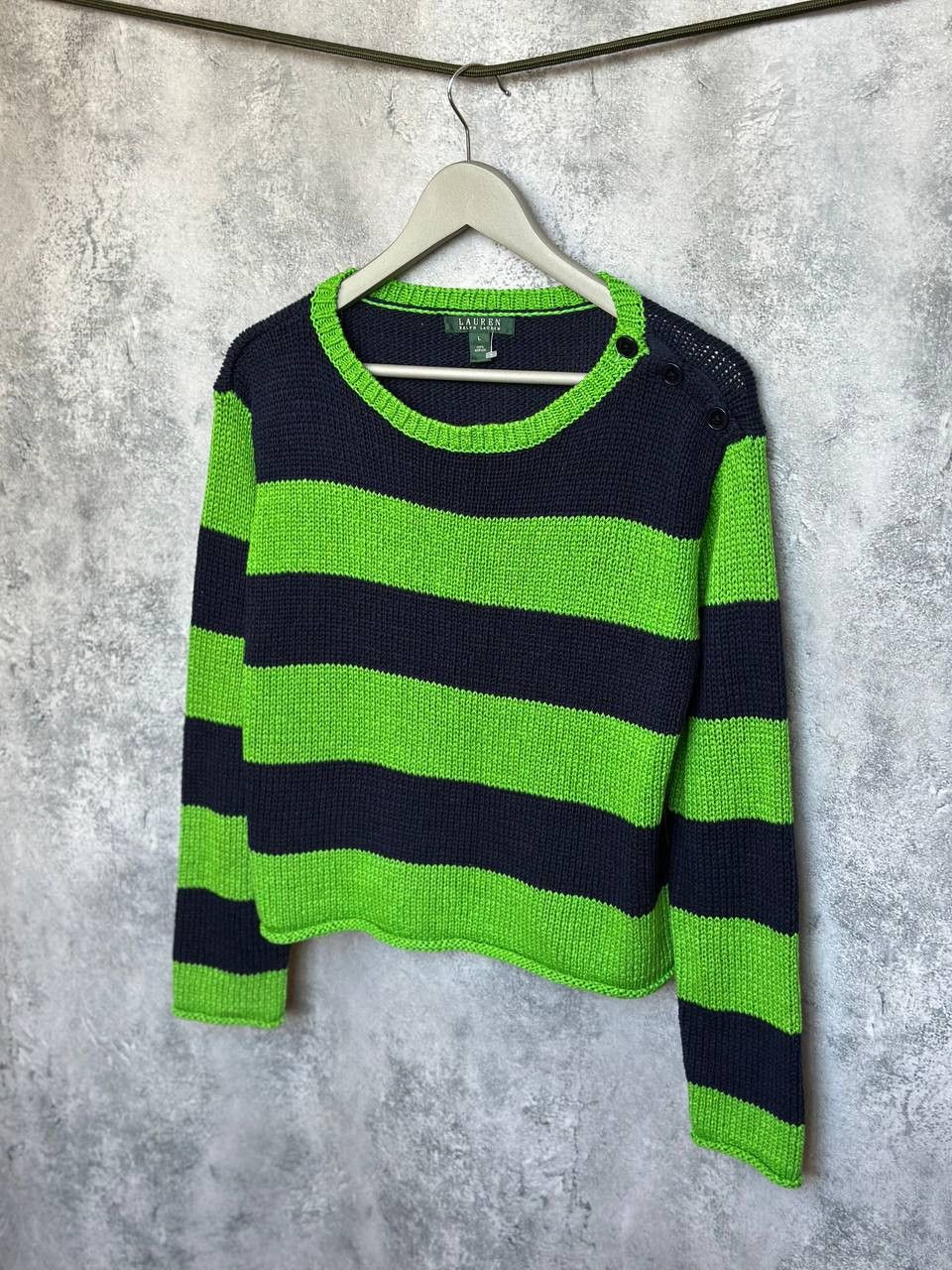 Lauren Ralph Lauren Lauren Ralph Lauren Vintage Acrylic Striped Knit Sweater Size L / US 10 / IT 46 - 1 Thumbnail
