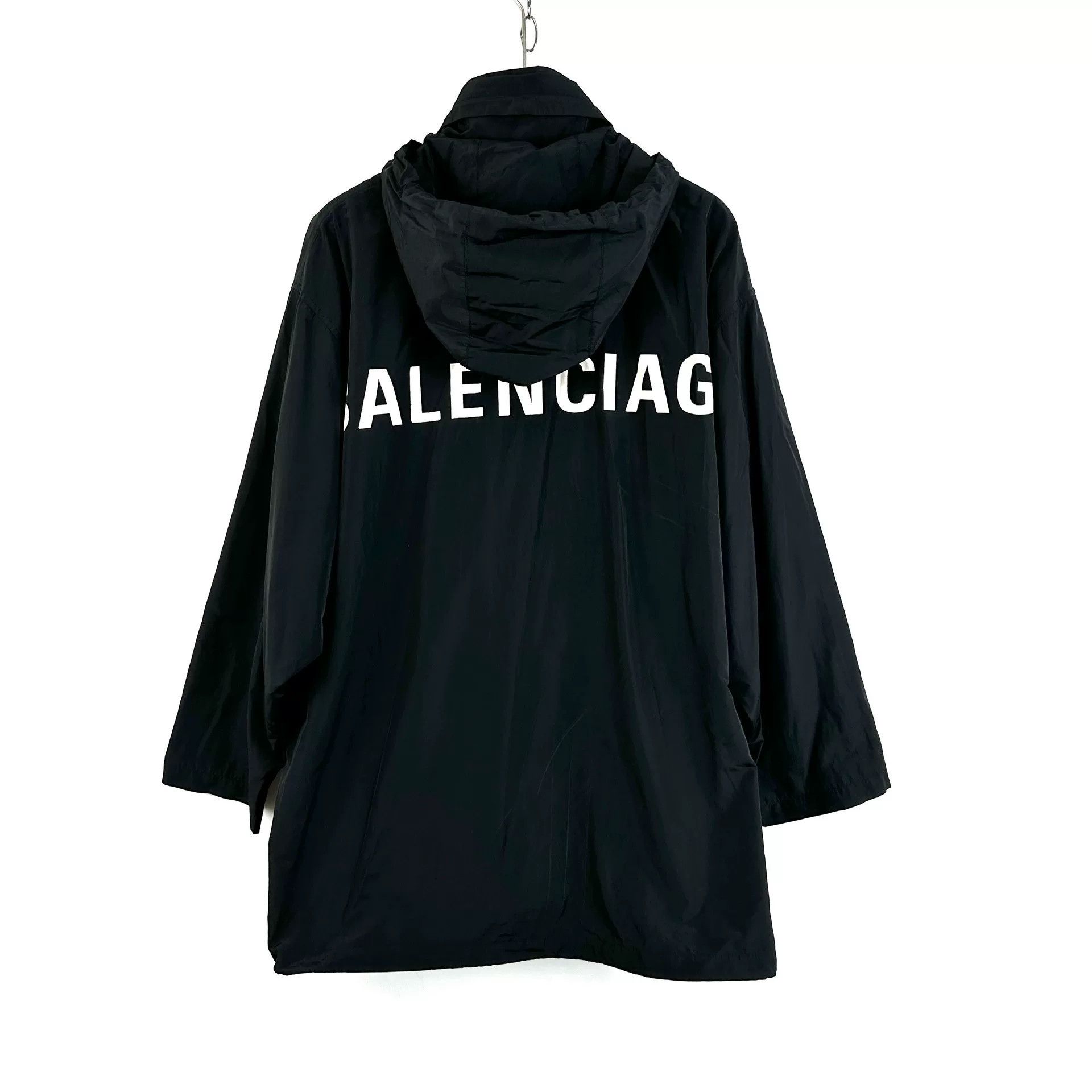 Balenciaga Balenciaga Black Hooded Jacket with Logo Size US XXS / EU 40 - 2 Thumbnail