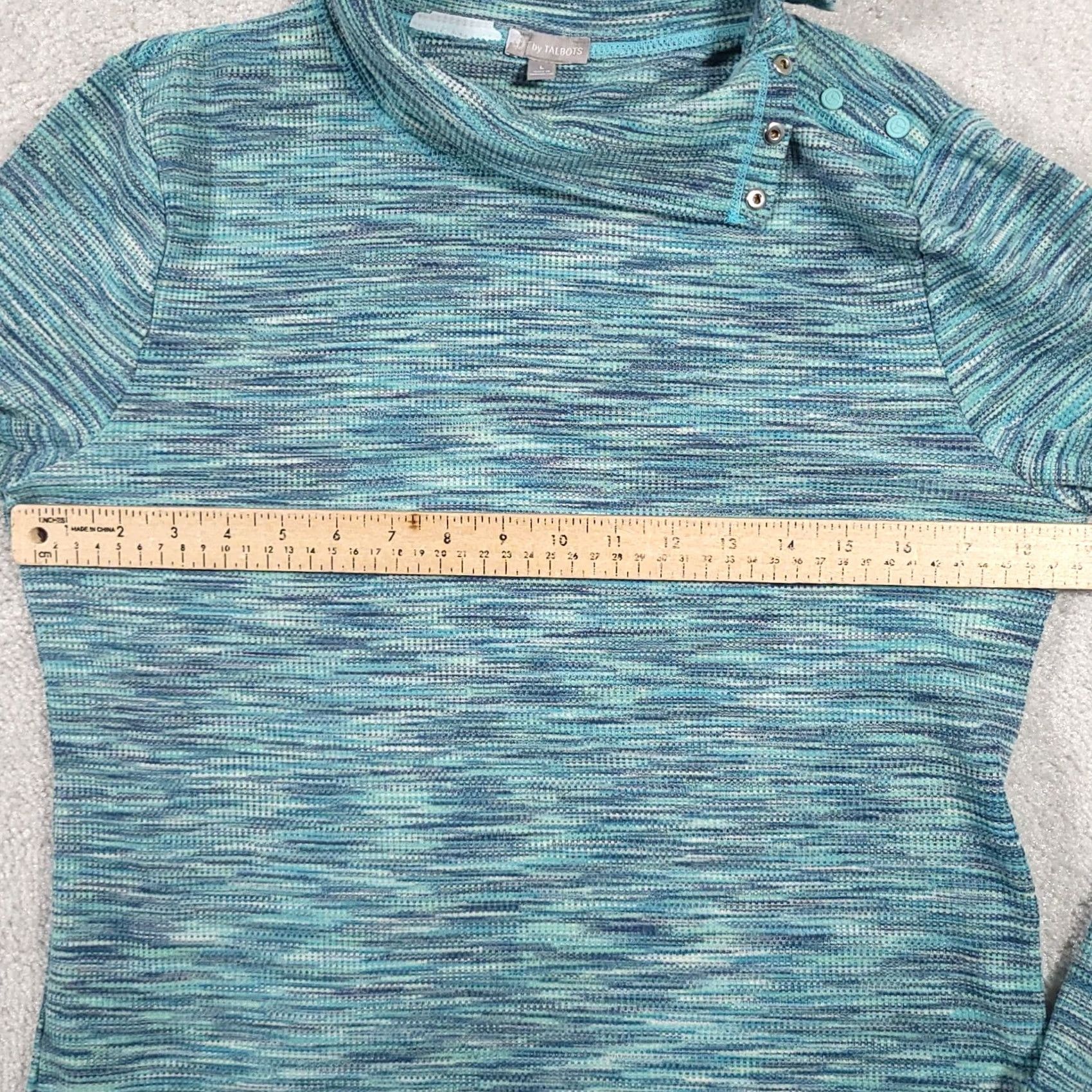 Talbots Talbots T Shirt Women's Large Blue Thermal Waffle Knit Snap Mock Neck Size L / US 10 / IT 46 - 7 Thumbnail