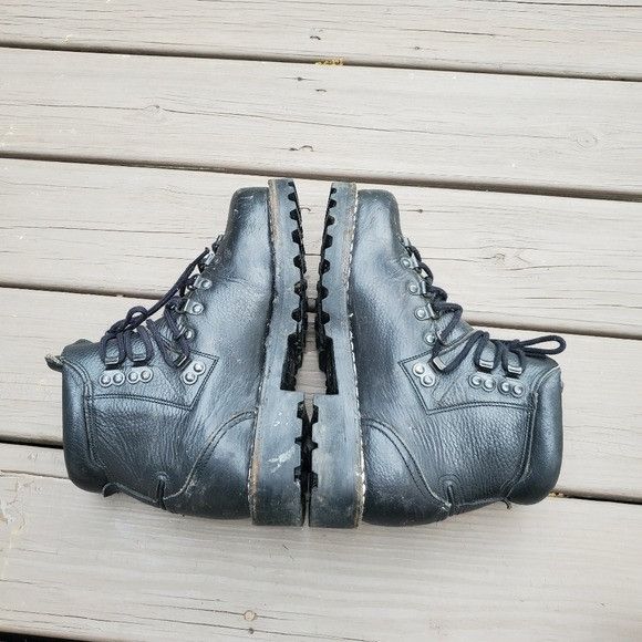 Vintage Vintage 80s Black Leather German Bundeswehr Mountain Boots Size US 8 / IT 38 - 2 Thumbnail