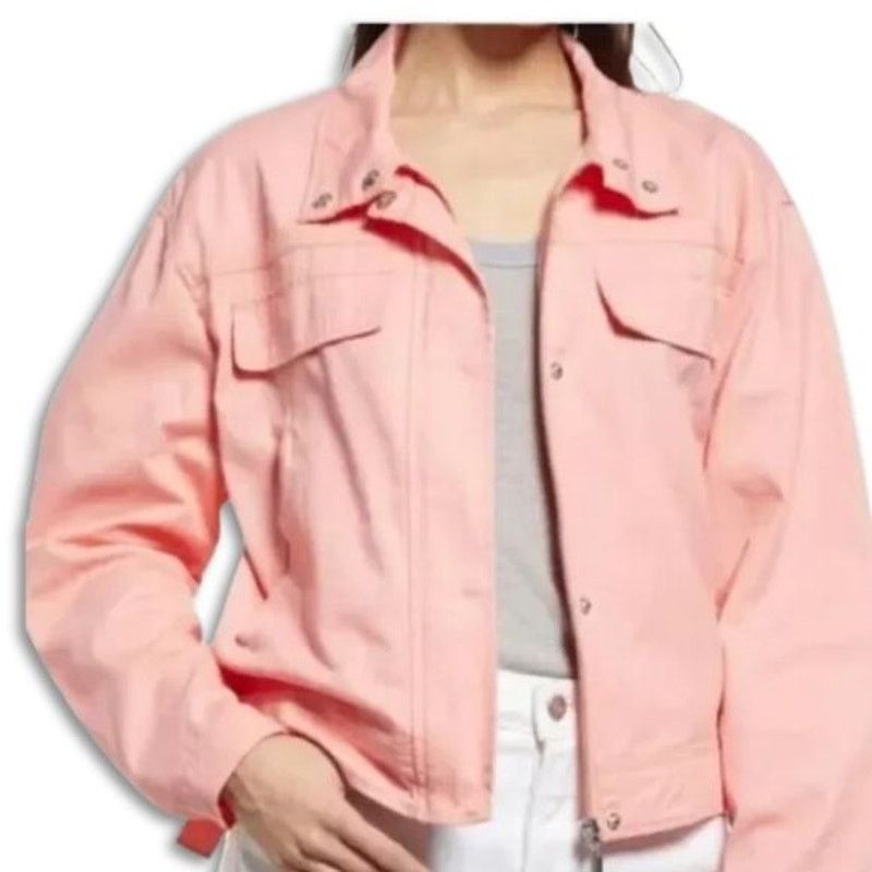 Treasure & Bond Treasure & Bond Jeans Jacket Waist Length Pockets Coral S Size S / US 4 / IT 40 - 1 Thumbnail