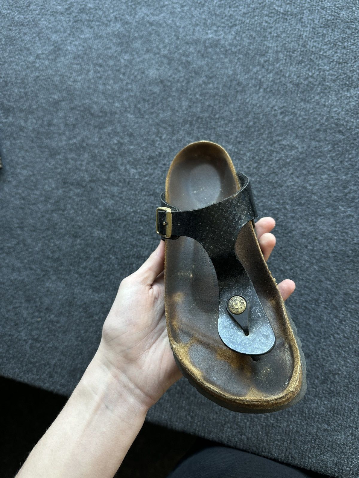 Birkenstock 🚨Vintage Birkenstock 38 black gold Luxe Sandals rare slides Size US 8 / IT 38 - 4 Thumbnail