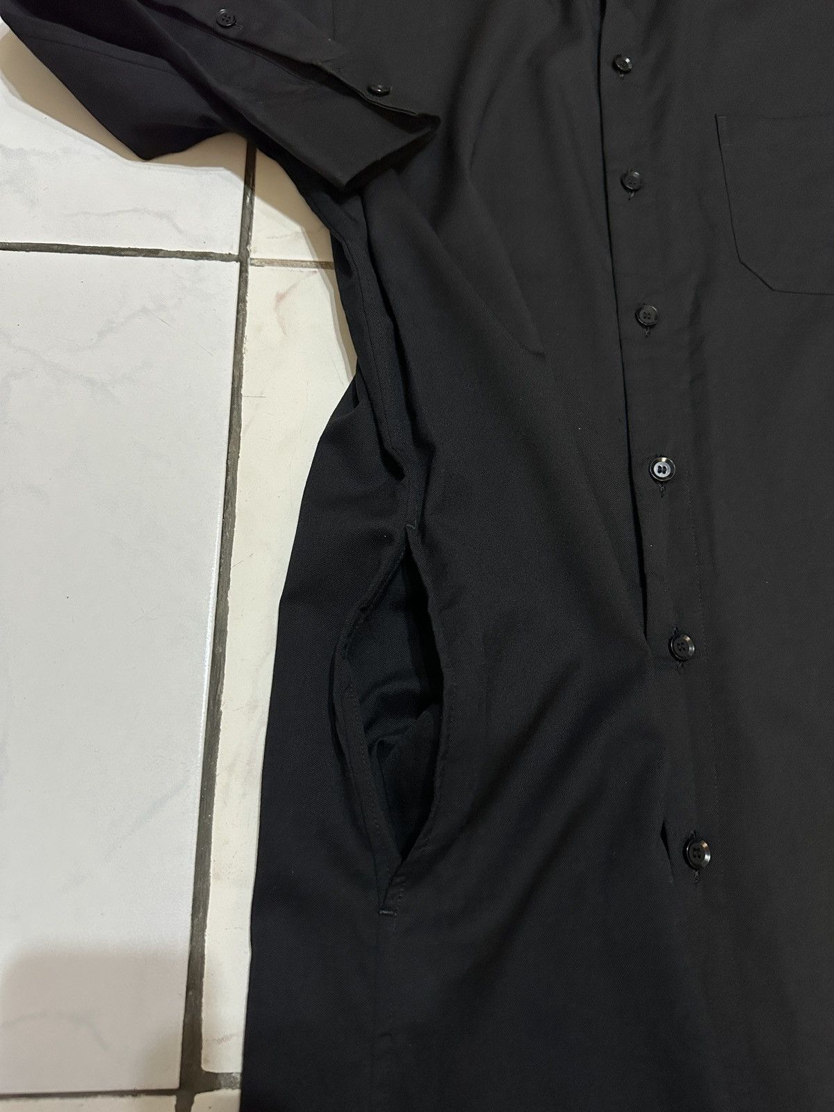 Yohji Yamamoto Ground Y Long Black Wool Shirt Size US M / EU 48-50 / 2 - 3 Thumbnail