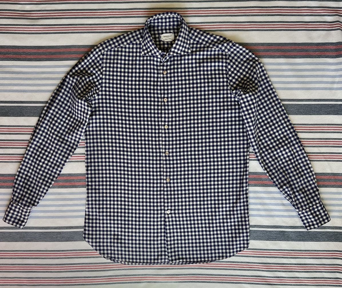 Borriello Napoli Borriello Napoli Checked Shirt Mens Light Blue Cotton Size US M / EU 48-50 / 2 - 1 Thumbnail