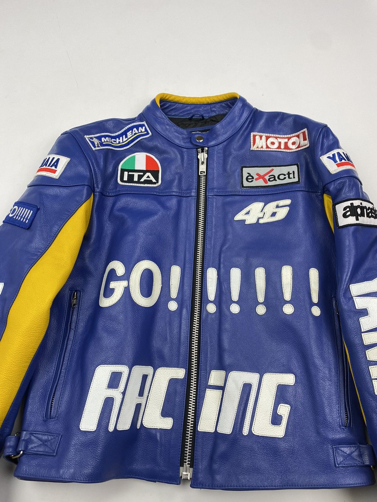 Yamaha VINTAGE RACING LEATHER JACKET VALENTINO ROSSI STYLE Size US S / EU 44-46 / 1 - 6 Thumbnail