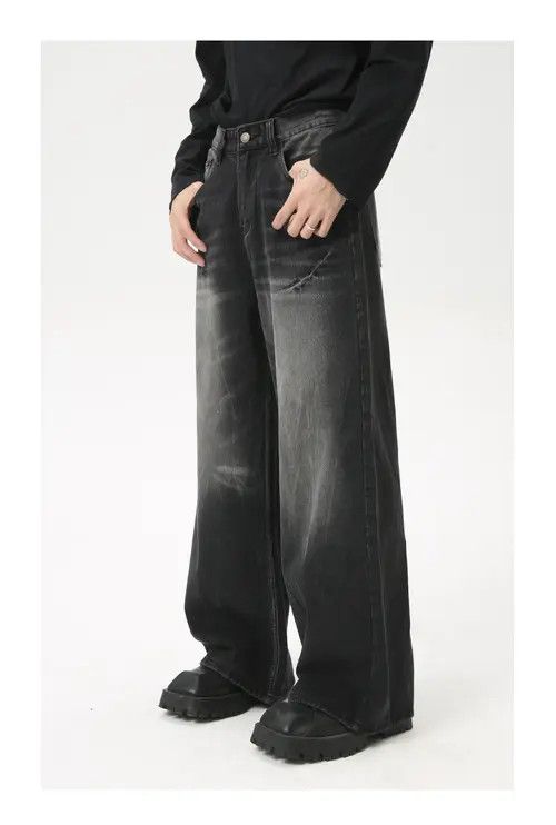 Hypebeast × Japanese Brand × Jean Pants High Street Vintage Tie-Dye Black Washed Jeans Size US 32 / EU 48 - 4 Thumbnail