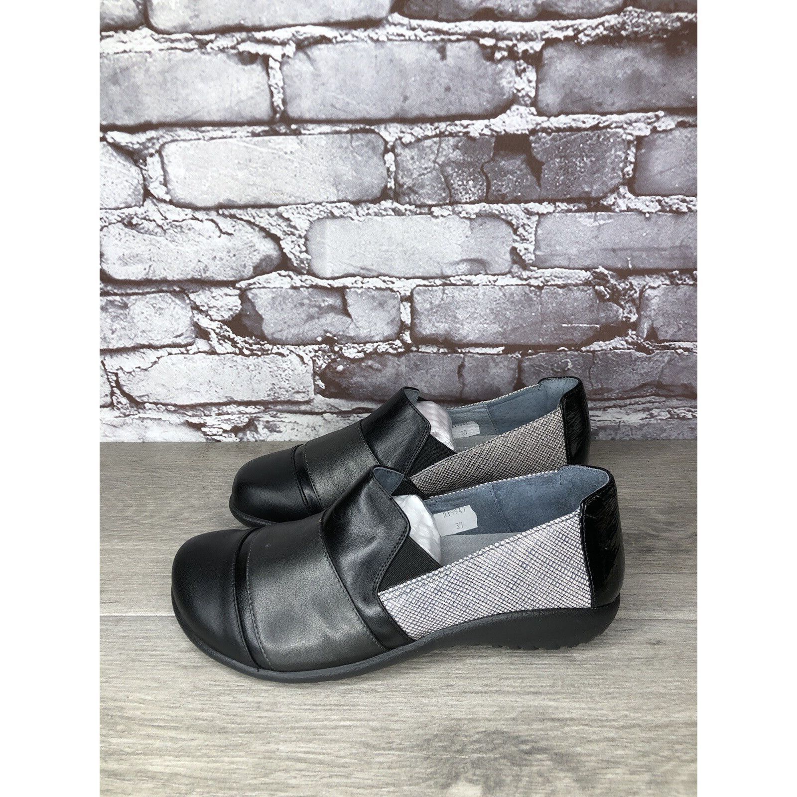 Other Naot Prescott Black Leather Grey Synthetic Comfort Casual Cl Size US 6 / IT 36 - 14 Thumbnail