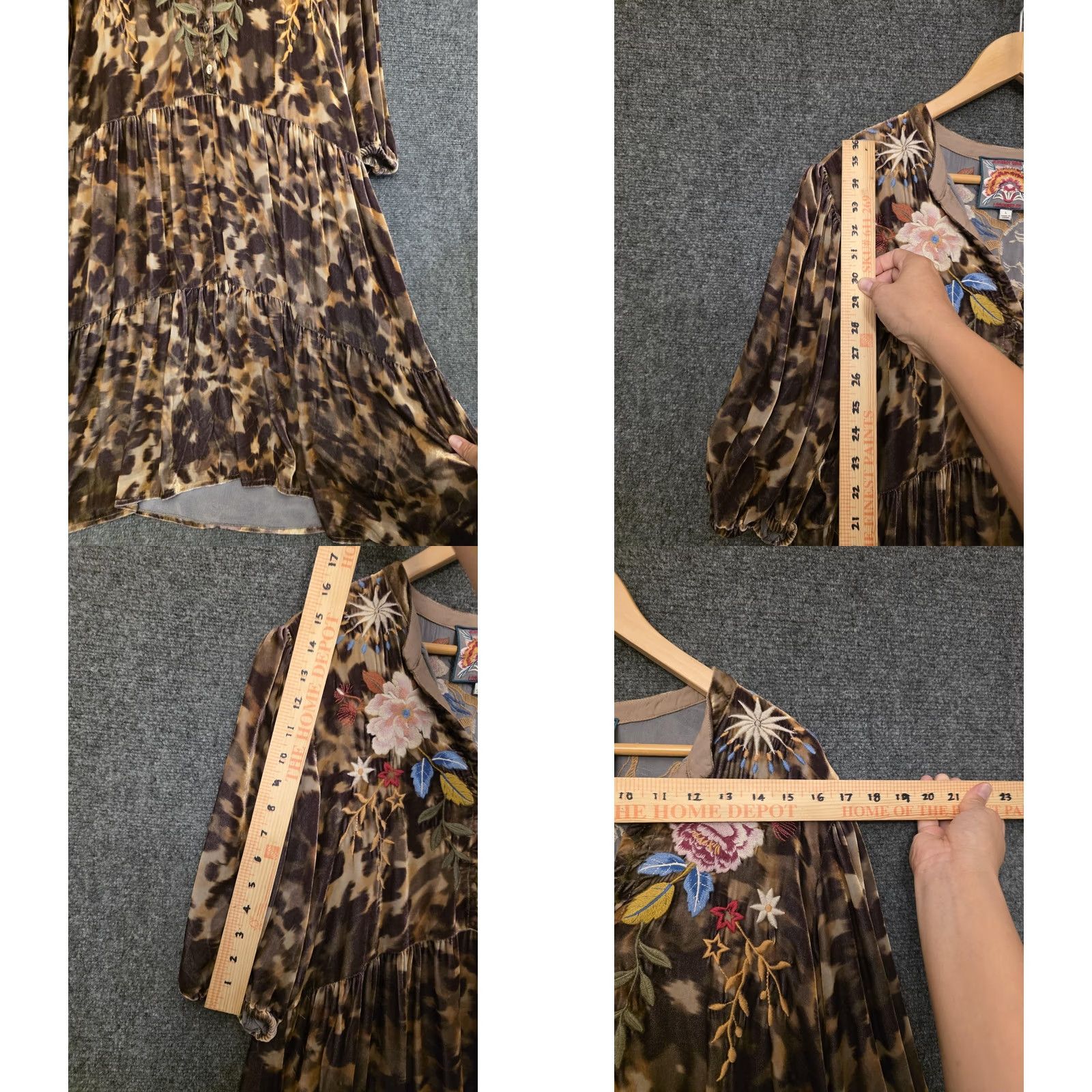 Johnny Was Johnny Was Dress Womens L Brown Velvet Animal Print Embroidered Hi Low Swing Size L / US 10 / IT 46 - 8 Thumbnail
