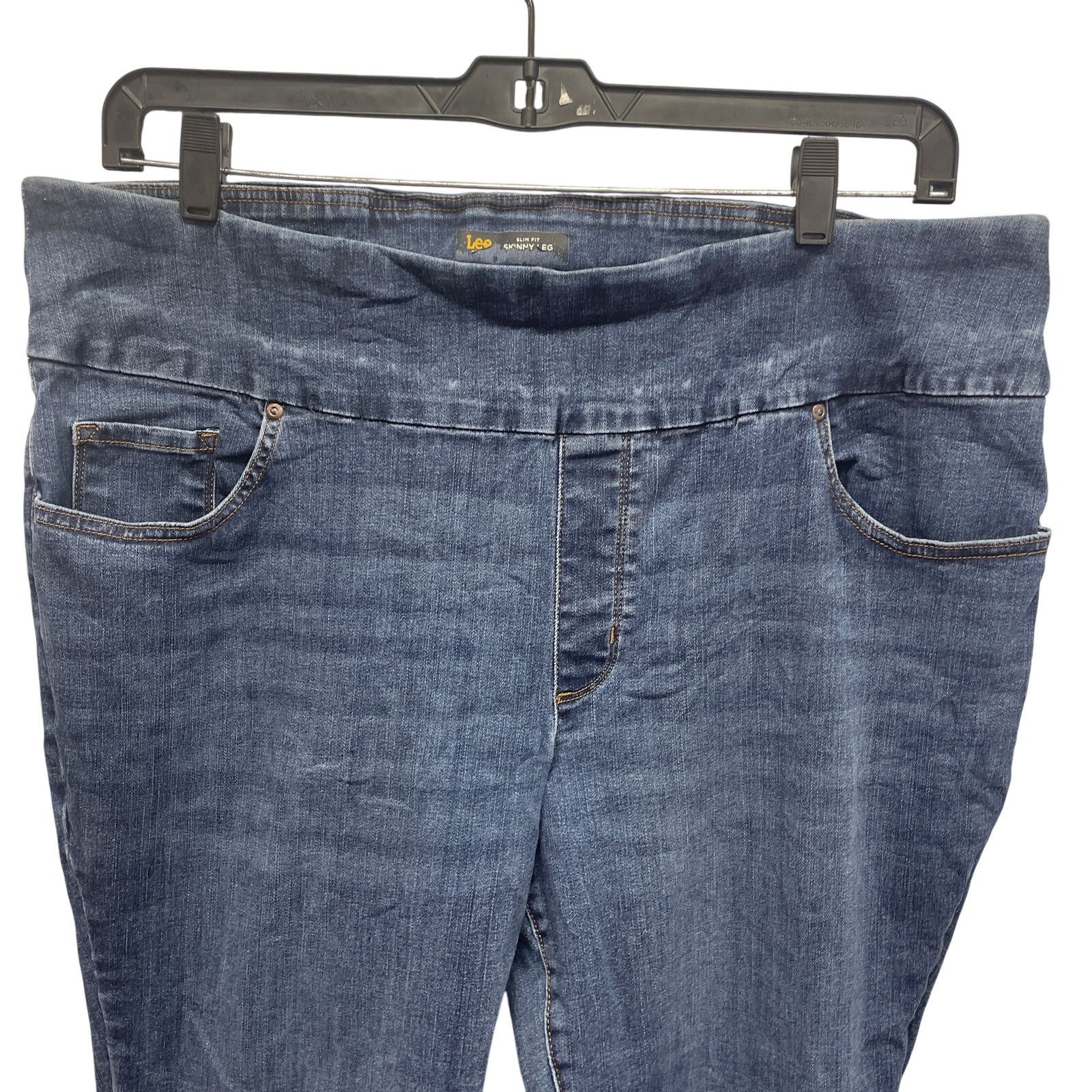 Lee Lee Plus Size 22W Petite Slim Fit Stretch Denim Blue Jeans Size 41" - 2 Thumbnail