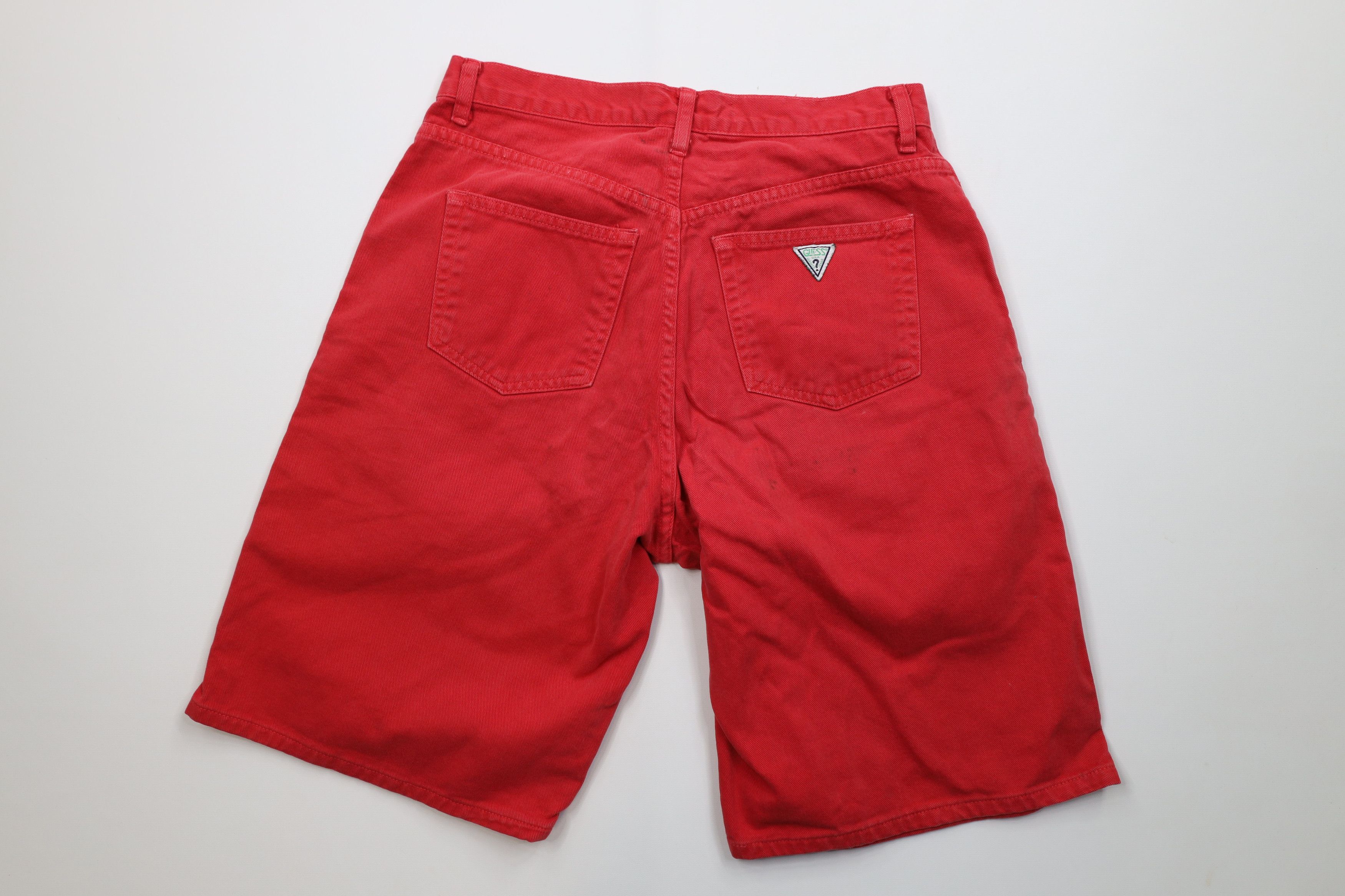 Guess Vintage 90s Guess Spell Out Denim Jean Shorts Red Cotton USA Size US 31 - 7 Thumbnail