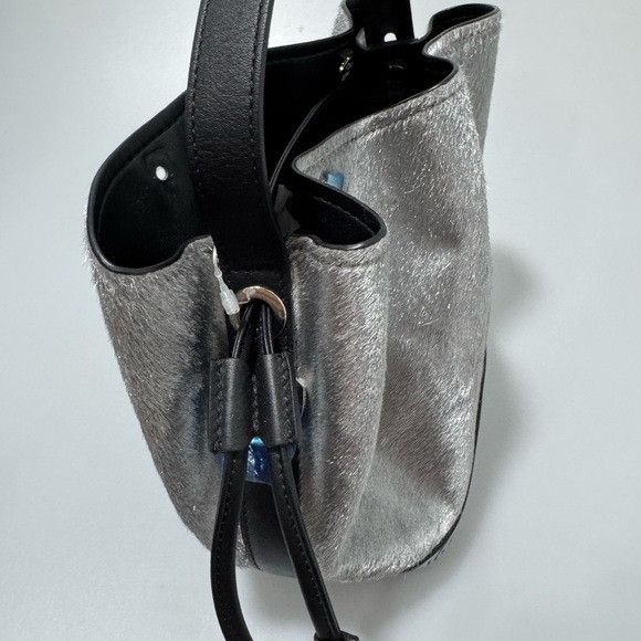 MCM MCM Metallic Calfskin Studded Bucket Bag Silver Black Size ONE SIZE - 5 Thumbnail