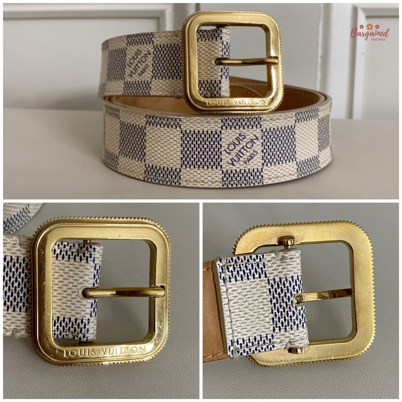 Louis Vuitton Louis Vuitton Damier Azur Canvas Leather Tresor Belt Size 28 - 10 Thumbnail