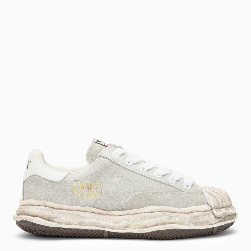 image of Maison Mihara Yasuhiro Blakey Light Grey Leather Low Trainer Shoes in White, Men's (Size 7)