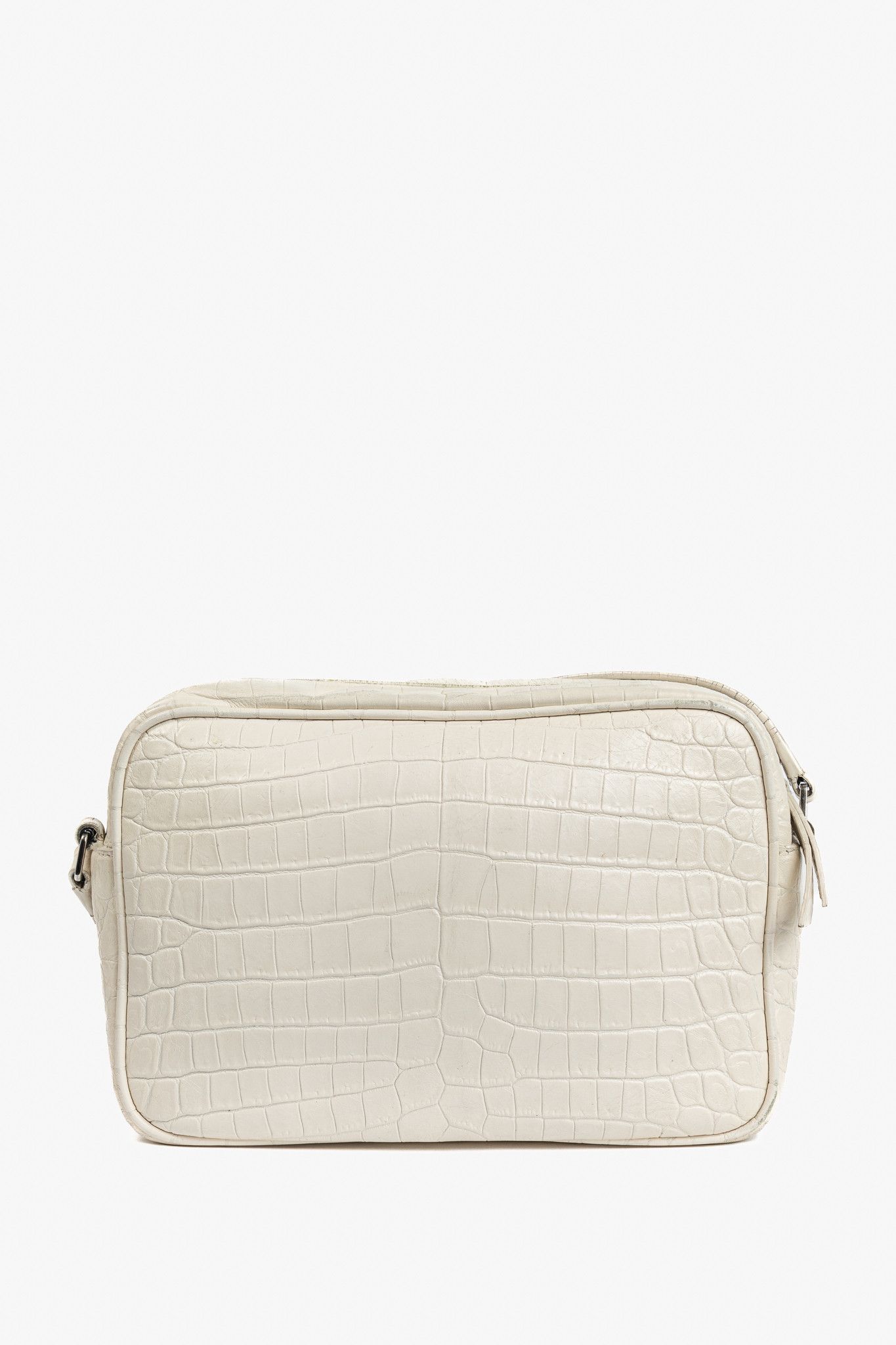 Saint Laurent Paris Saint Laurent Lou Camera White Croc-Embossed Crossbody Size ONE SIZE - 4 Thumbnail
