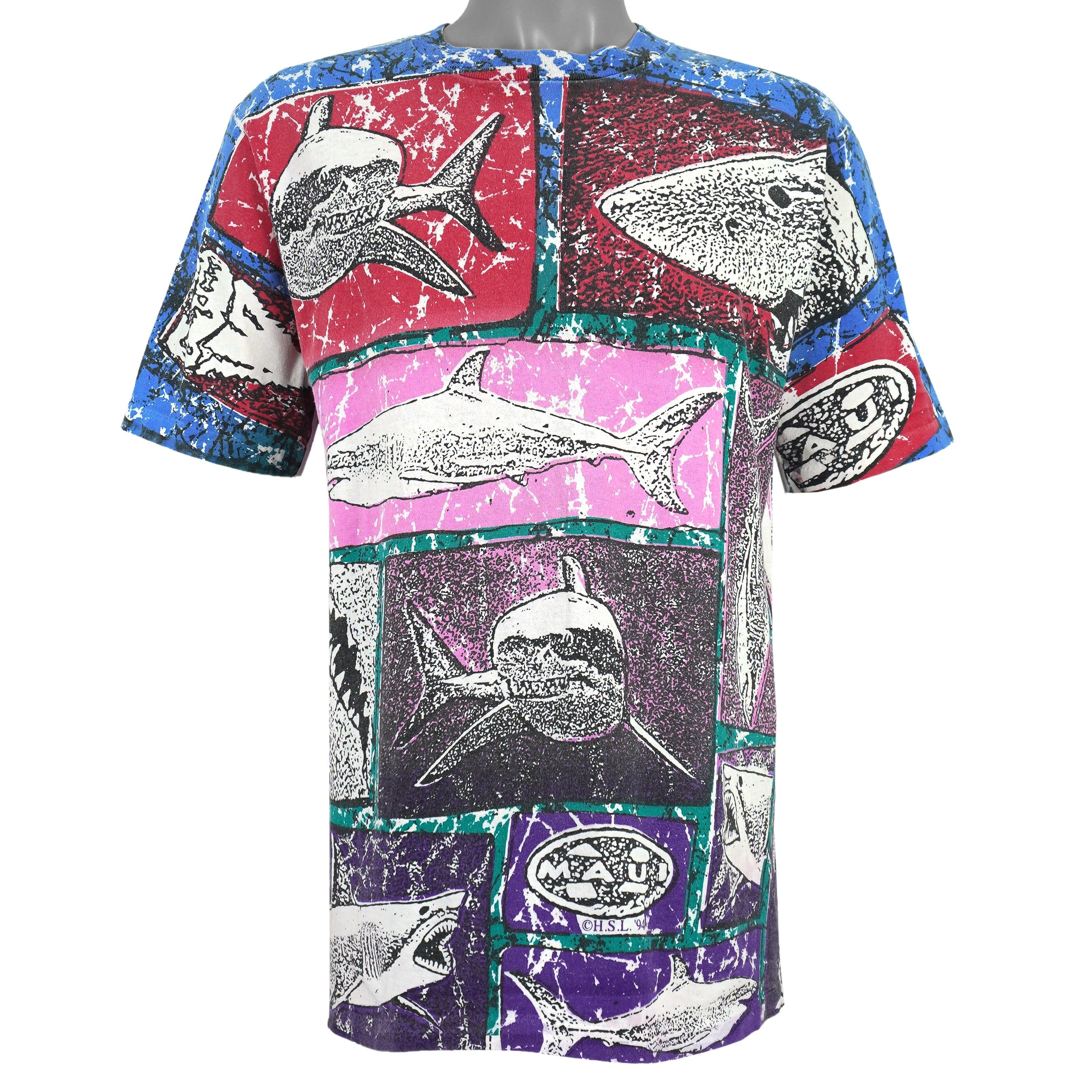 Vintage (Maui and Sons) - Sharks All Over Print T-Shirt 1994 Size US L / EU 52-54 / 3 - 1 Thumbnail