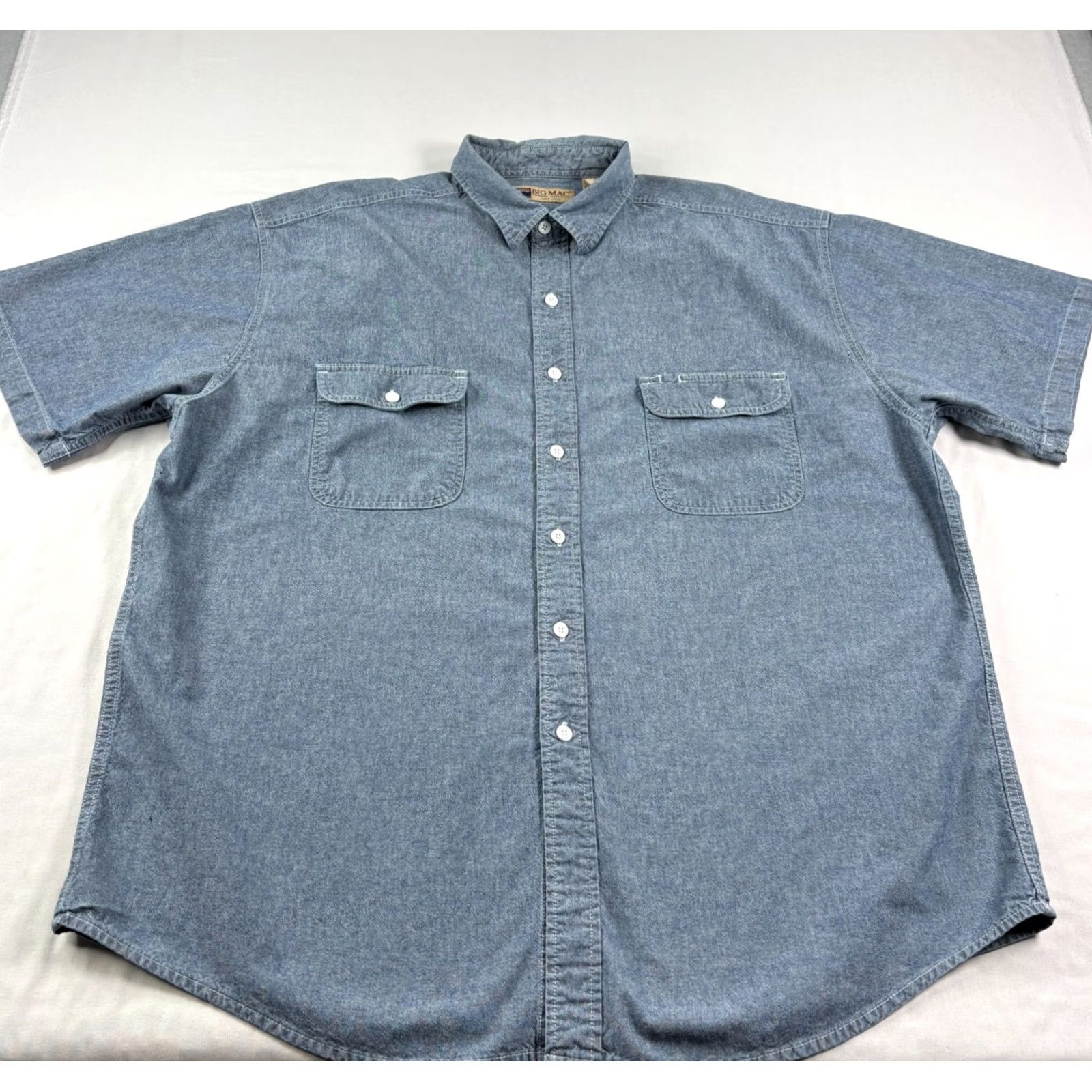 Vintage VINTAGE Big Mac Shirt Mens 2XL Blue Chambray Button-Up Short Sleeve Camp Shirt Mens 2XL Blue Chambray Button-Up Short Sleeve Camp Size US XXL / EU 58 / 5 - 2 Thumbnail