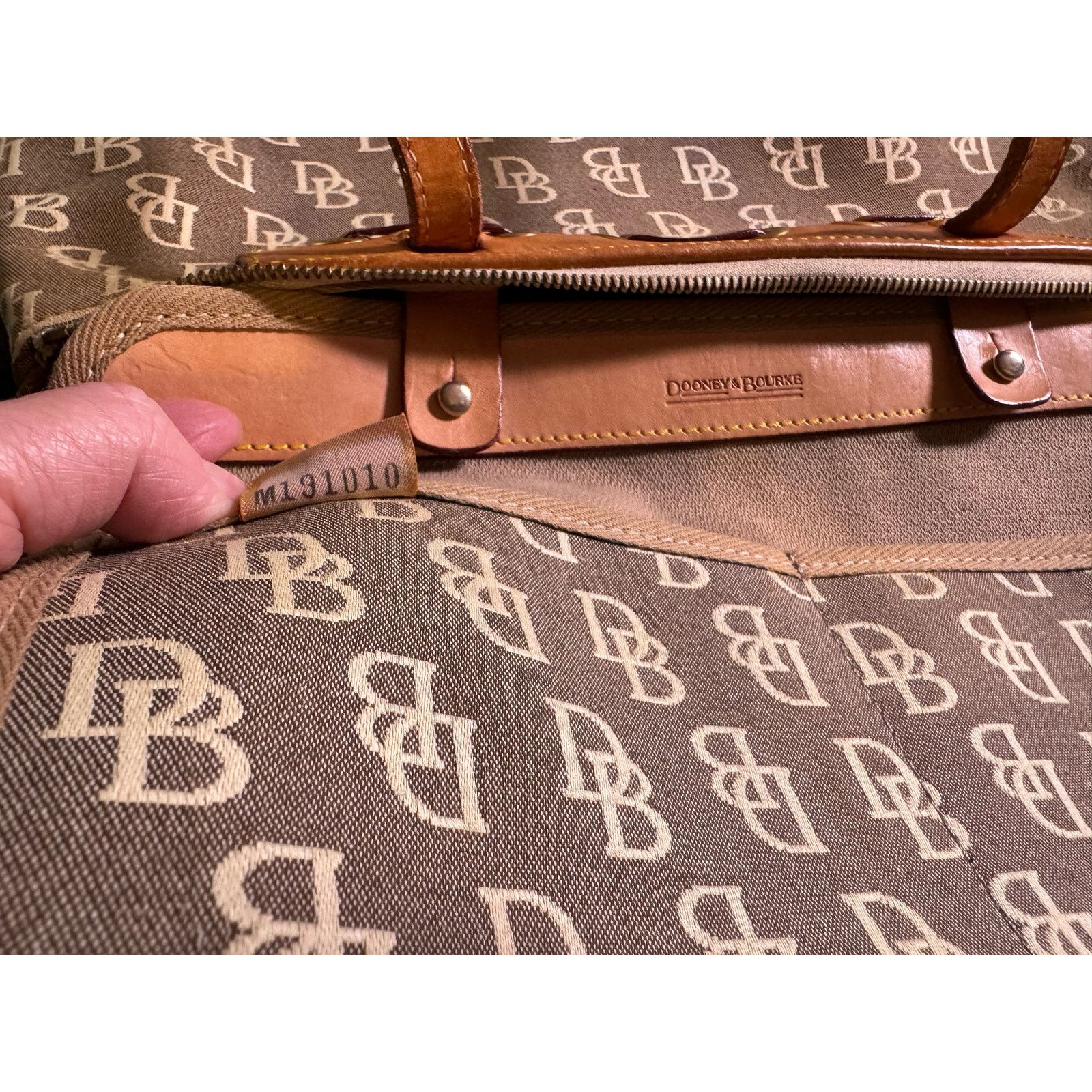 Dooney & Bourke Dooney & Bourke Dark Grey Logo w/ Leather Trim & Tassels EUC Size ONE SIZE - 12 Thumbnail