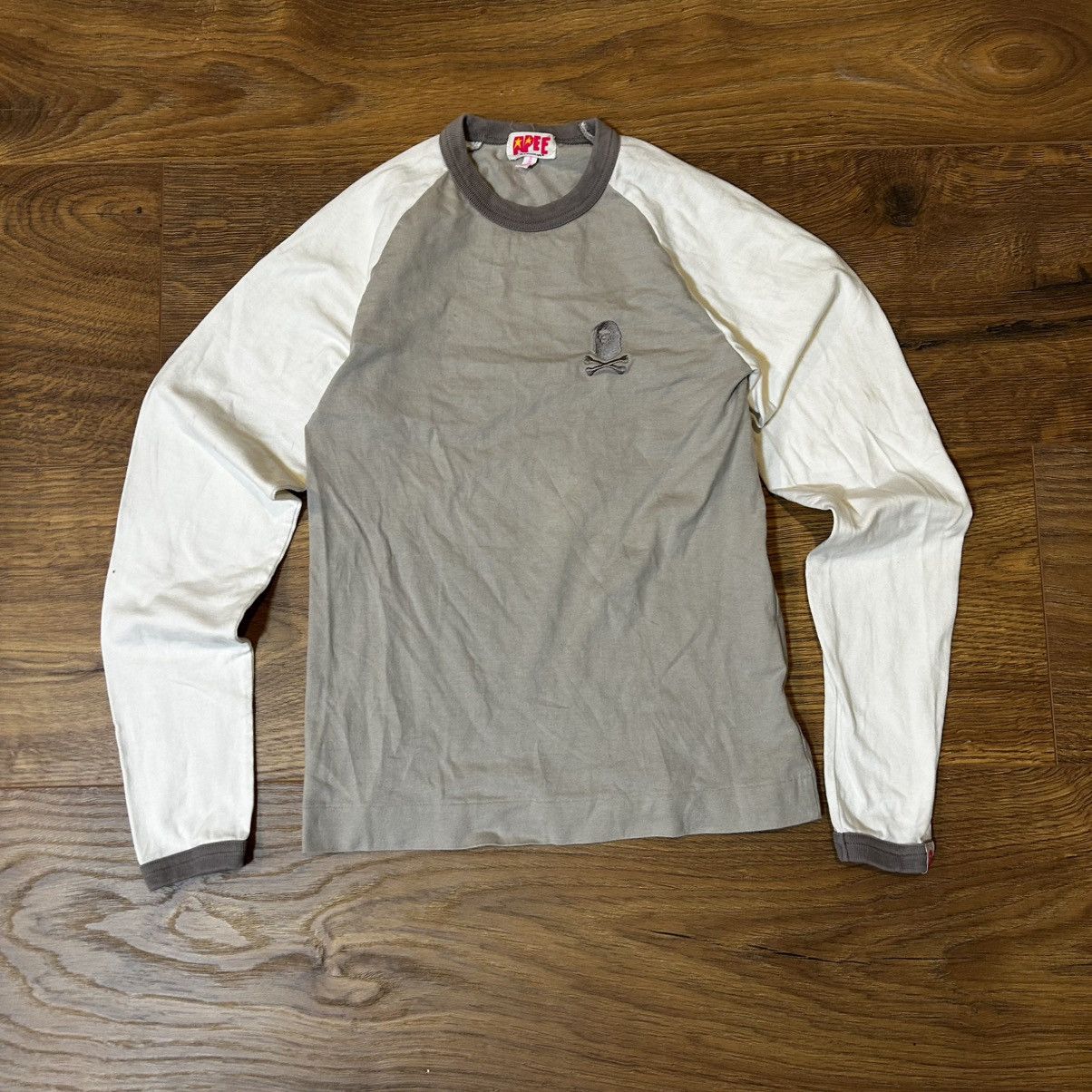 Grey and white BAPE Pirate Apee long sleeve shirt