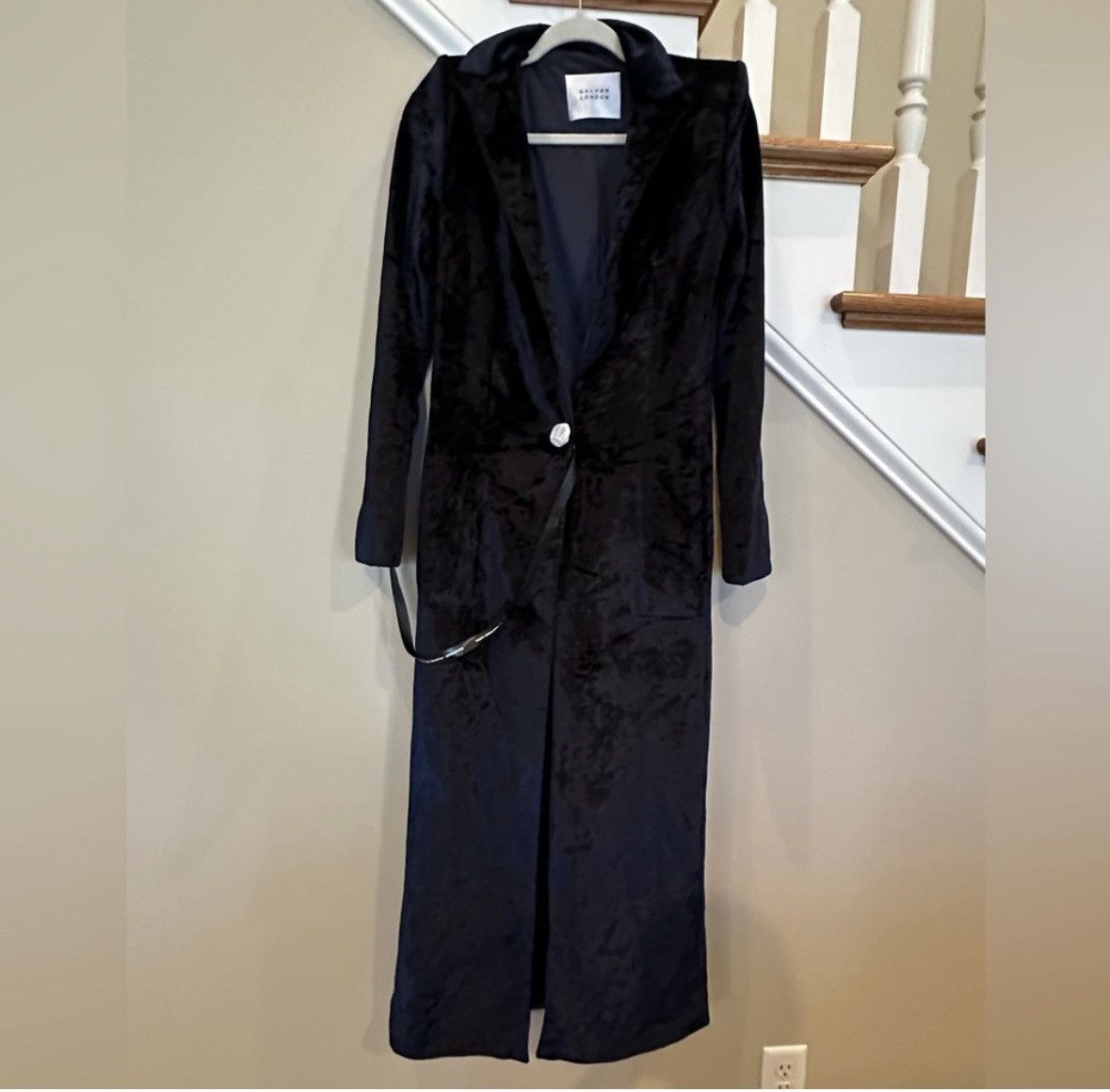 Galvan Galvan London Crushed Velvet Floor-Length Coat Size S / US 4 / IT 40 - 4 Thumbnail