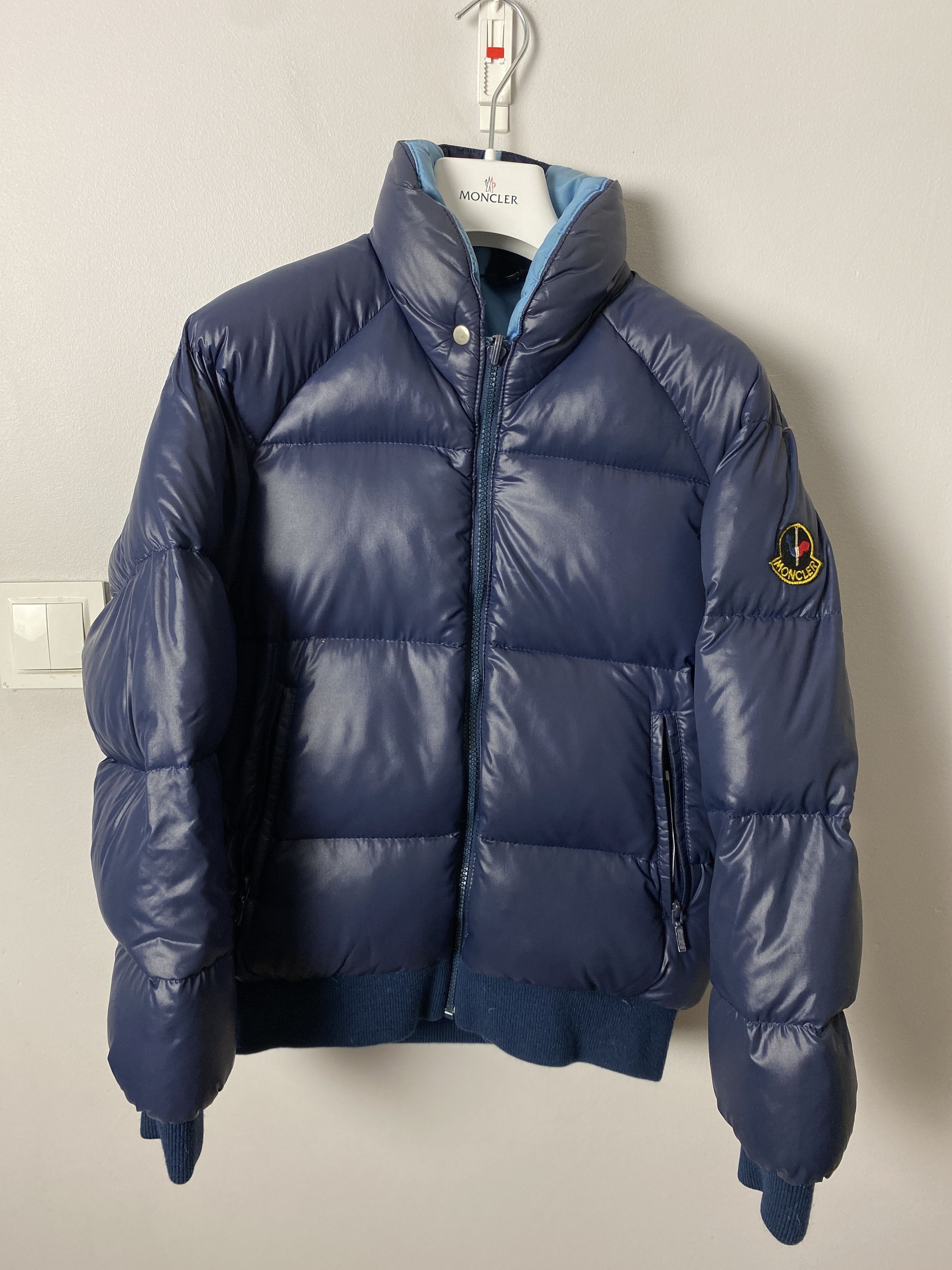 image of Asics Skiwear Vintage Puffer Down Reversible Jacket in Blue/Navy, Men's (Size Small)