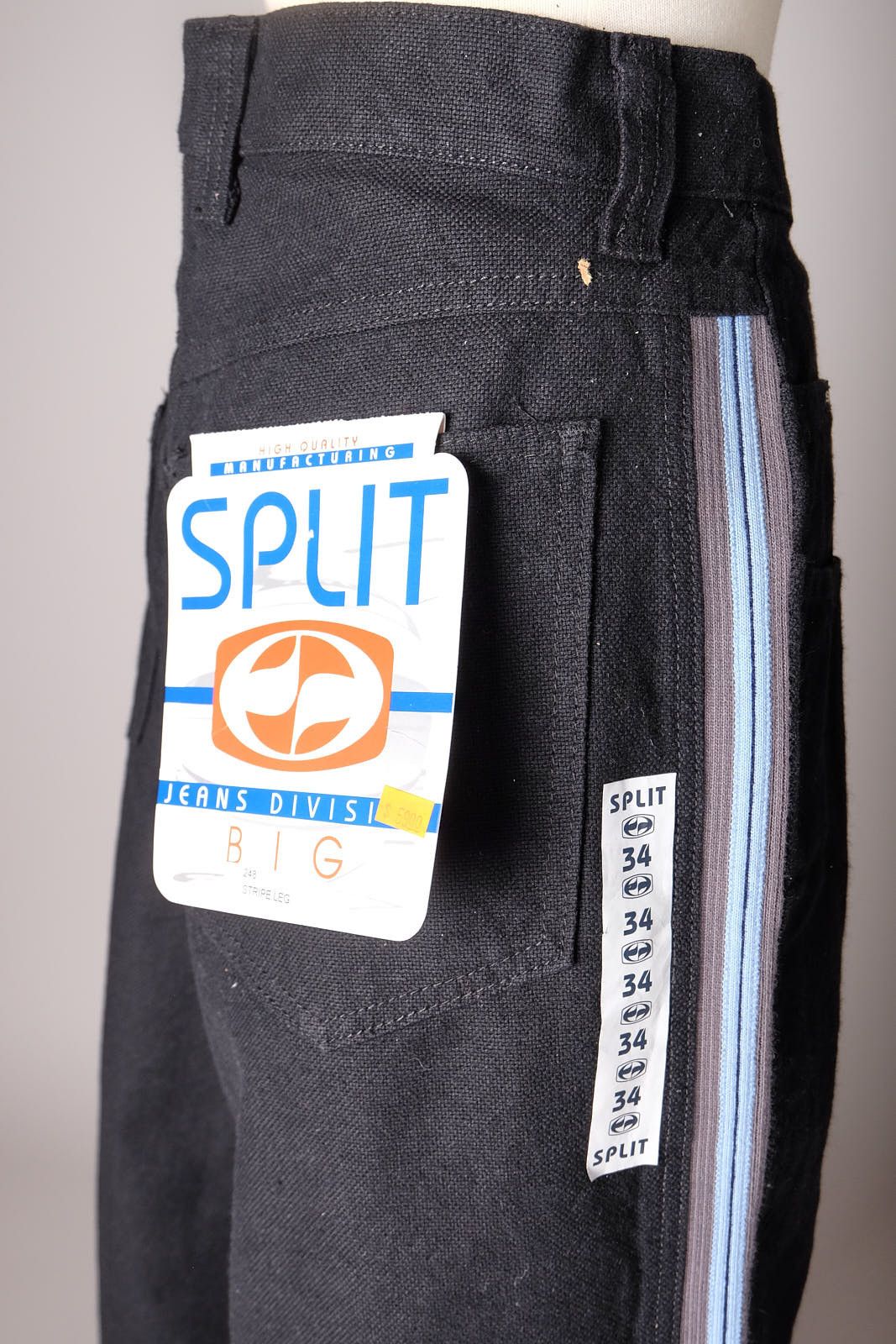 Split 1990s Deadstock Skateboarding Split Wide Baggy Black Pants Size US 34 / EU 50 - 5 Thumbnail