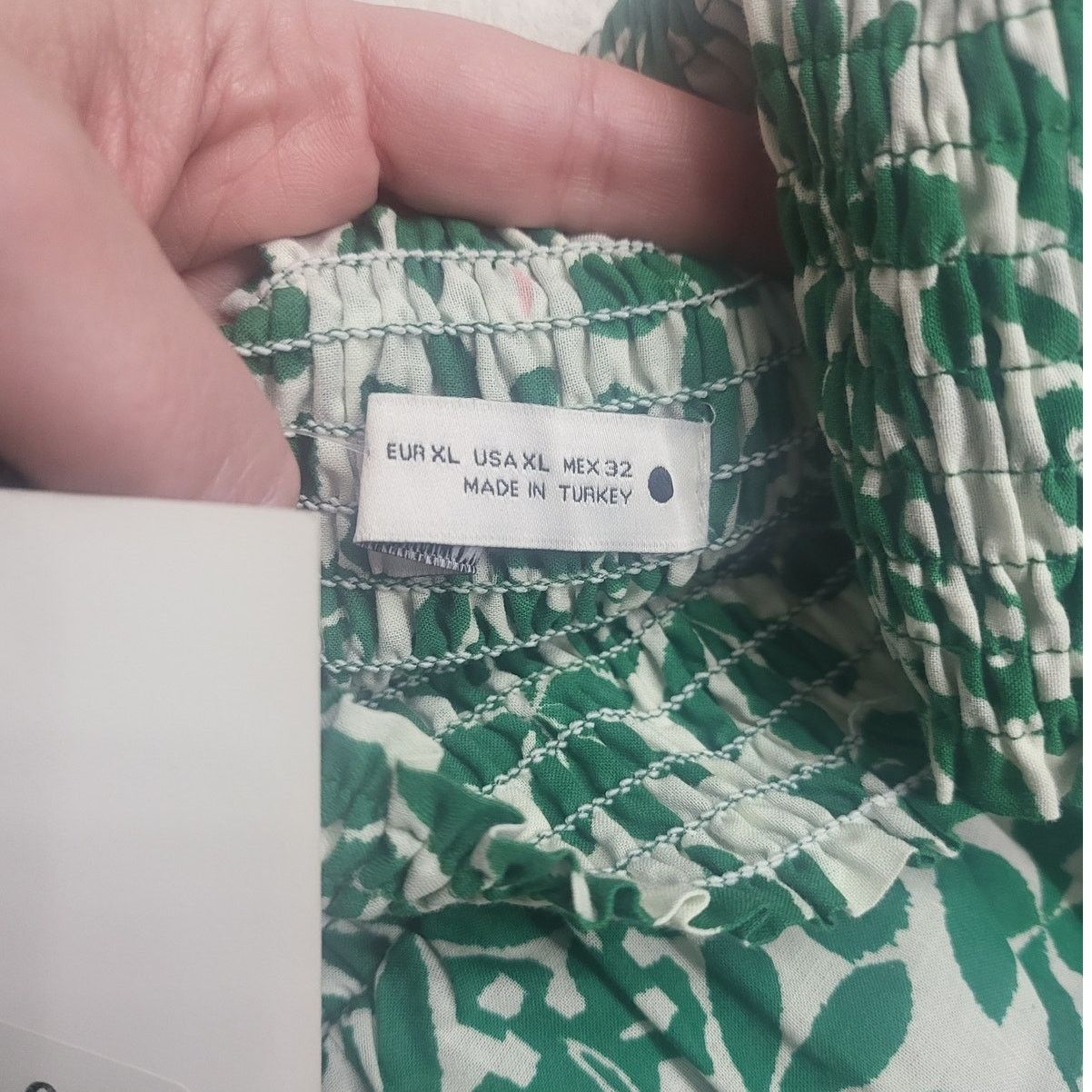 Zara Zara Green & White Printed Smocked Waist Maxi Skirt - XL Size 38" / US 16 / IT 52 - 3 Thumbnail