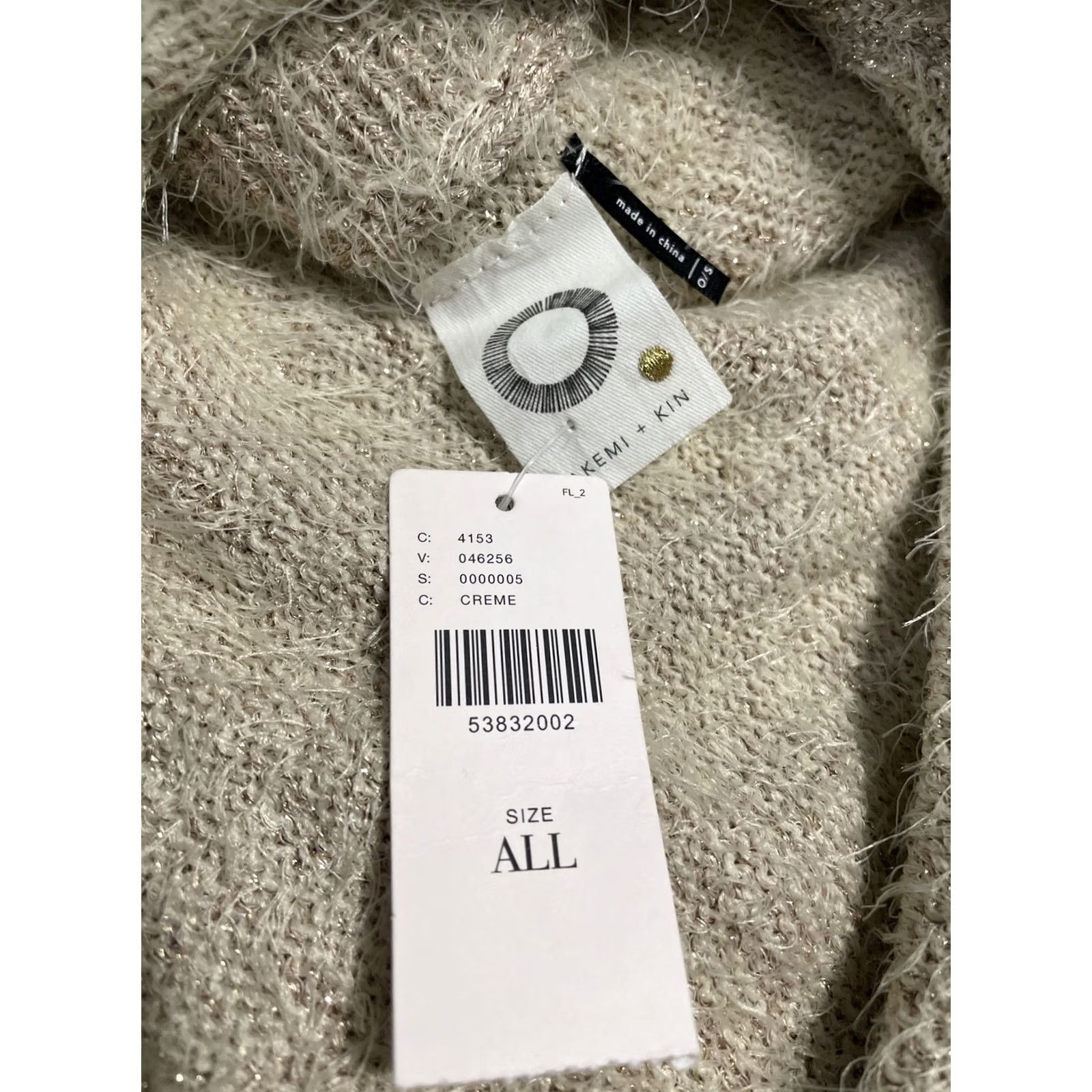 Anthropologie Anthropologie Poncho Womens One Size Cream NWT Akemi Kin Lara Eyelash Golden Metallic Fuzzy Size ONE SIZE - 5 Thumbnail