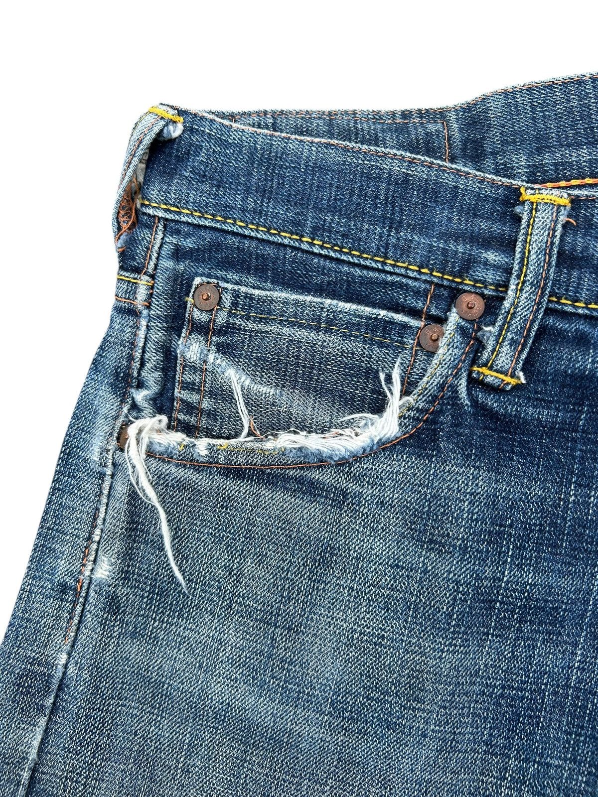 Kapital Thrashed Vintage Evisu Selvedge Denim Jeans Size US 32 / EU 48 - 8 Thumbnail