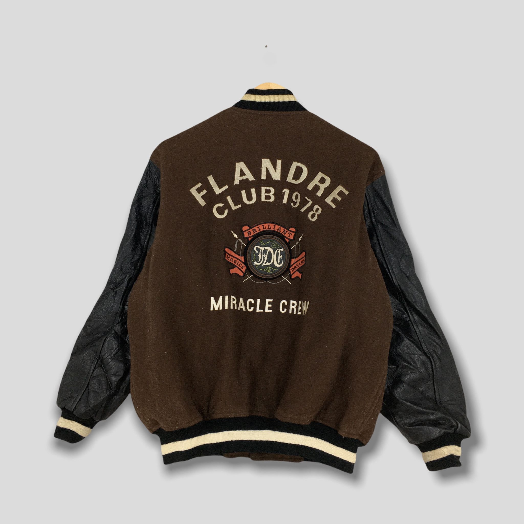image of Varsity Jacket x Vintage Flandre Club Japan Wool Jacket Medium 1980's in Brown, Men's