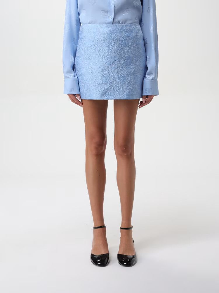 Dolce & Gabbana o1s22i1n1024 Jacquard Matel Mini Skirt in Light Blue Size 28" / US 6 / IT 42 - 1 Thumbnail