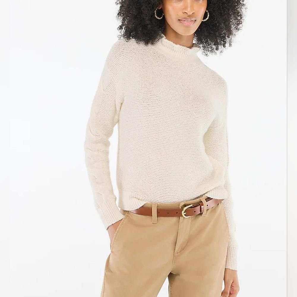 Other J Crew Mockneck Cable-Sleeve Sweater Size S / US 4 / IT 40 - 1 Thumbnail