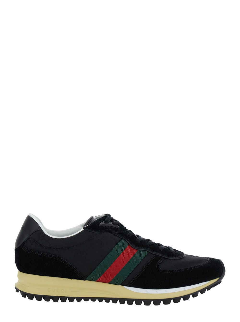 Gucci Black Low-Top Sneaker with Side Web Detail in Fabric Woman Size US 11 / EU 44 - 1 Thumbnail