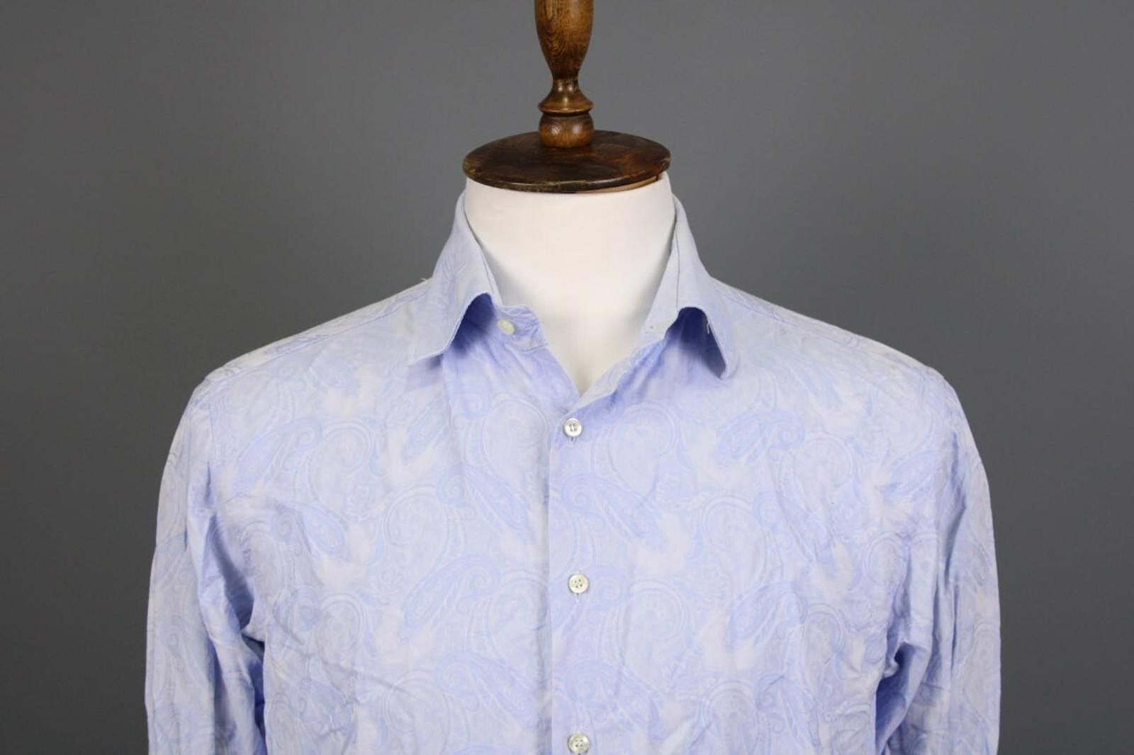 Etro Etro Milano Blue Paisley Button Down Shirt Size 41 Size US M / EU 48-50 / 2 - 2 Thumbnail