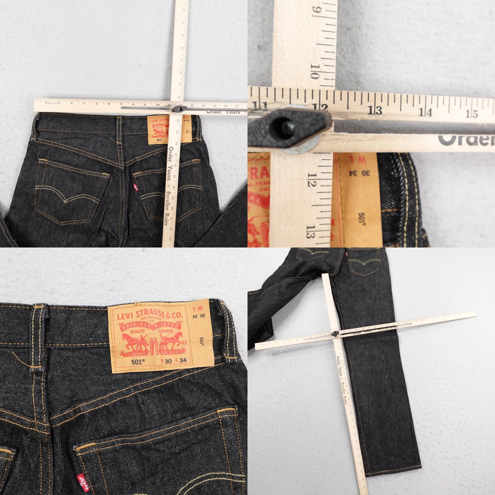 Levi's Levi's Jeans Men 30x34 Blue Denim 501 Button Fly Rinse Dark Wash Red Tab Straight Jeans Mens Regular Fit Size US 30 / EU 46 - 8 Thumbnail