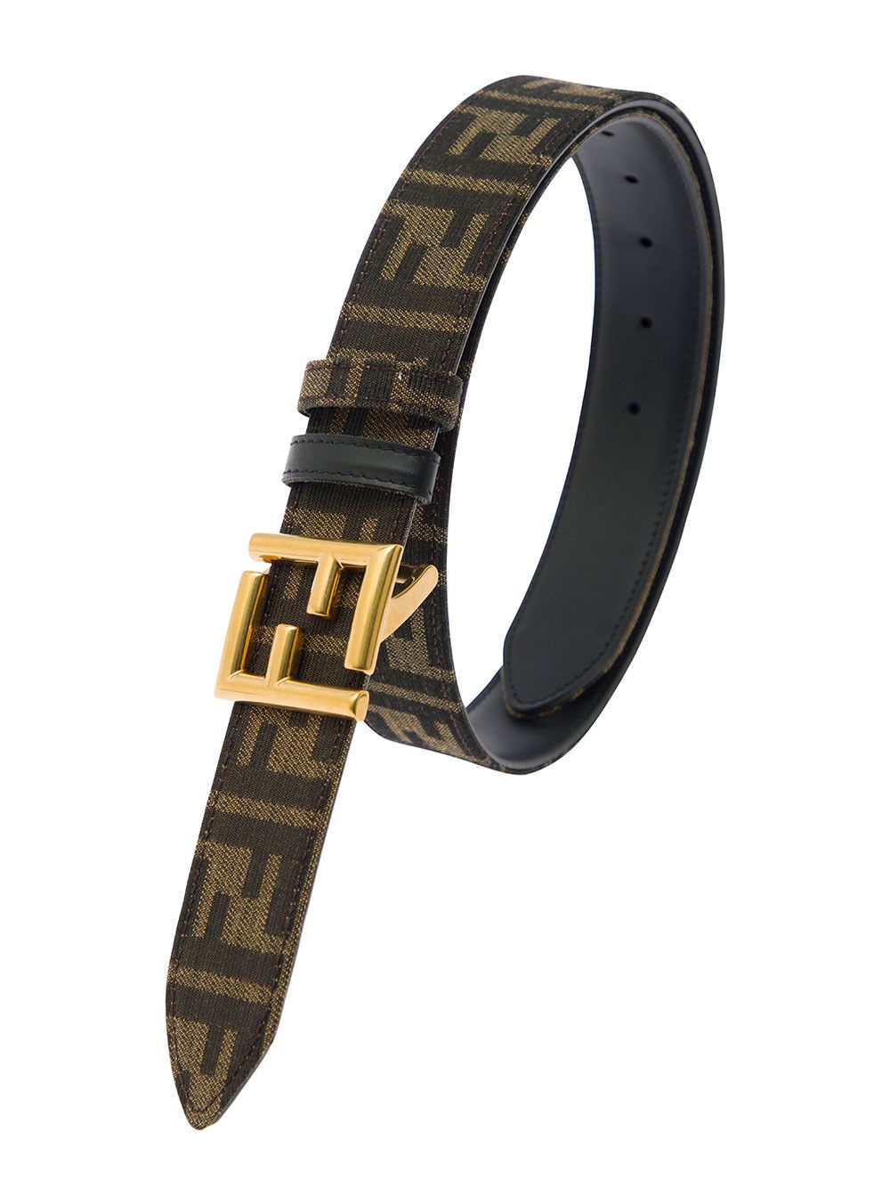 Fendi Brown and Black Reversible Belt with FF Logo Buckle in Leather Woman Size ONE SIZE - 1 Thumbnail