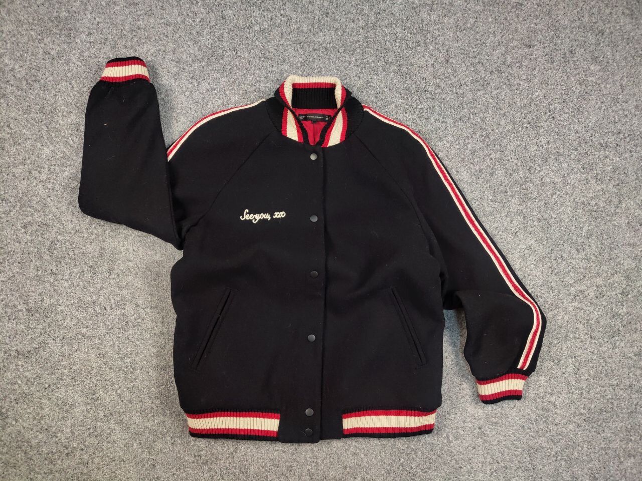 Vintage Vintage Varsity Bomber Wool Black logo Jacket Japan Style Size US M / EU 48-50 / 2 - 11 Thumbnail