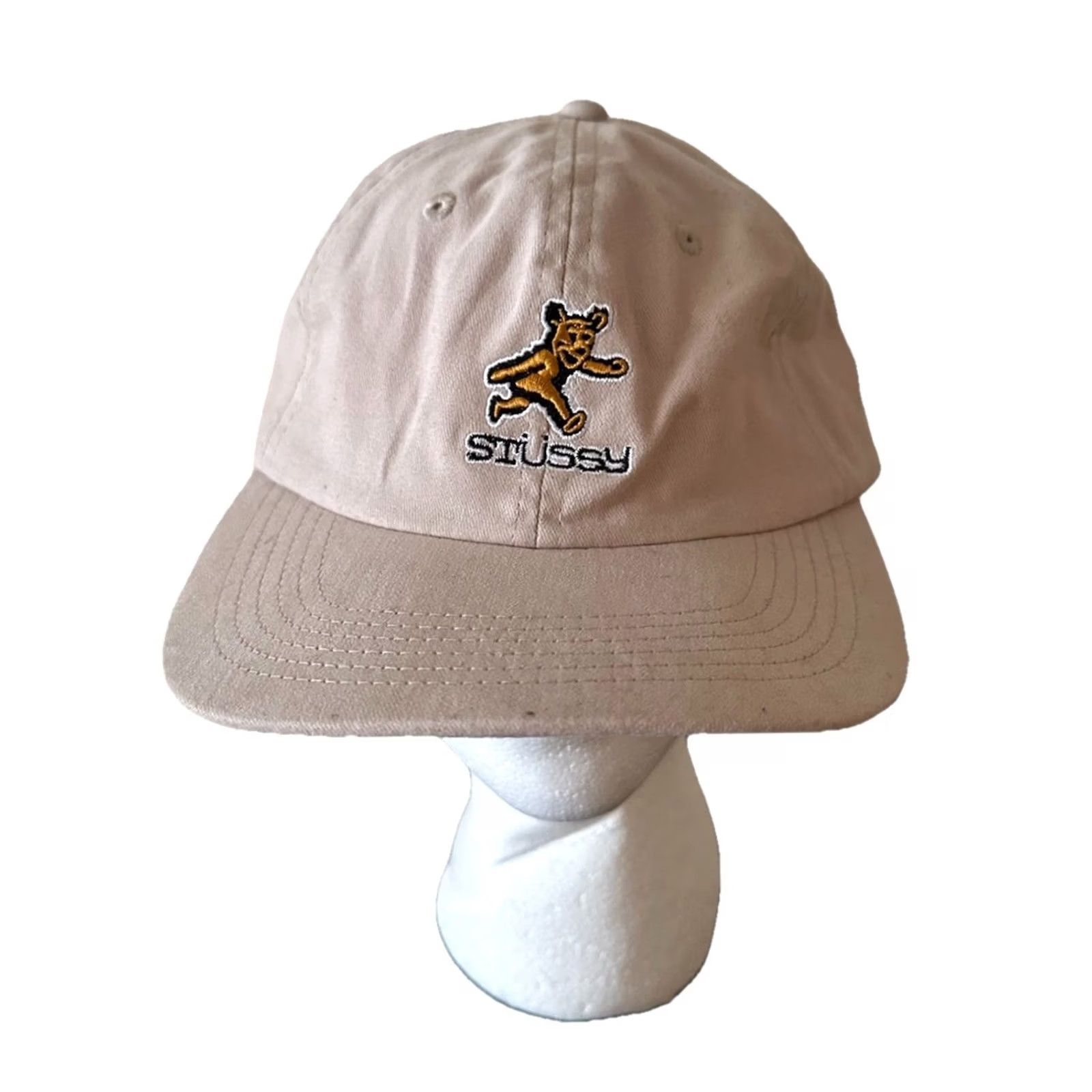 Vintage Stussy Strapback Cap - Beige, One Size, Adjustable, Knit, 80s 90s City Hip Hop Designer Cap Mens Boys Accessories, Beige Size ONE SIZE - 2 Thumbnail