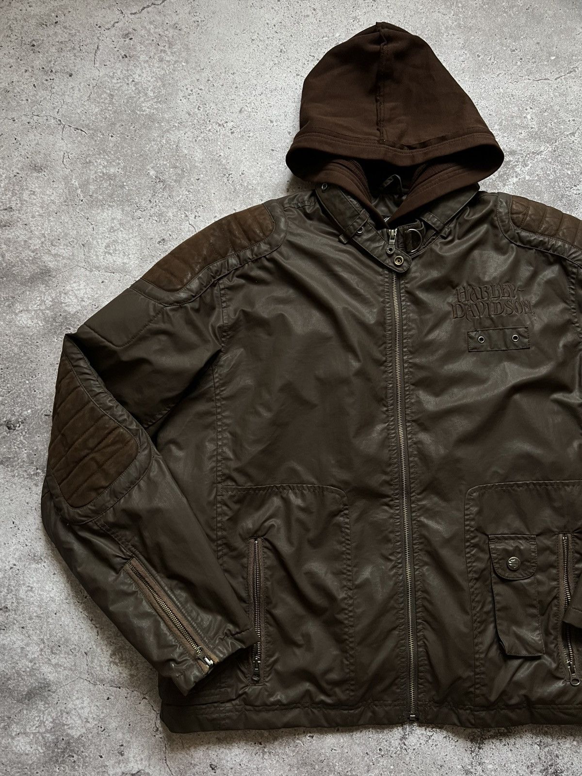 Harley Davidson × Vintage Harley Davidson Hooded Jacket Brown Size US XL / EU 56 / 4 - 3 Thumbnail