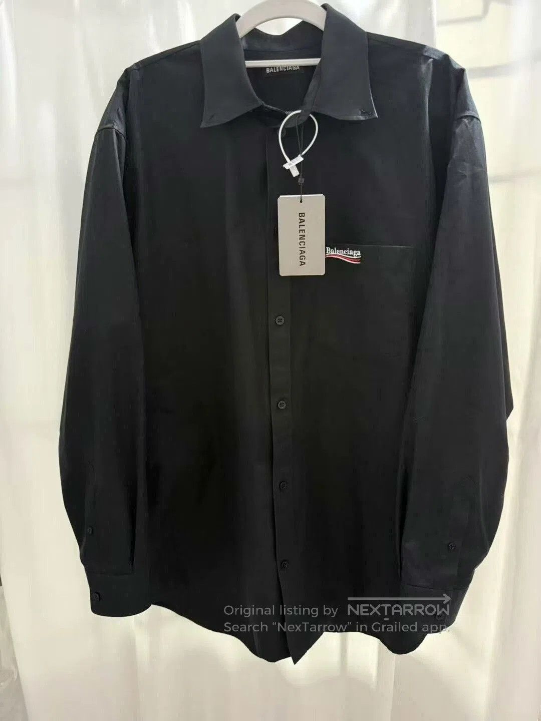 Balenciaga black long sleeve shirt with embroidery. Size US L / EU 52-54 / 3 - 1 Thumbnail