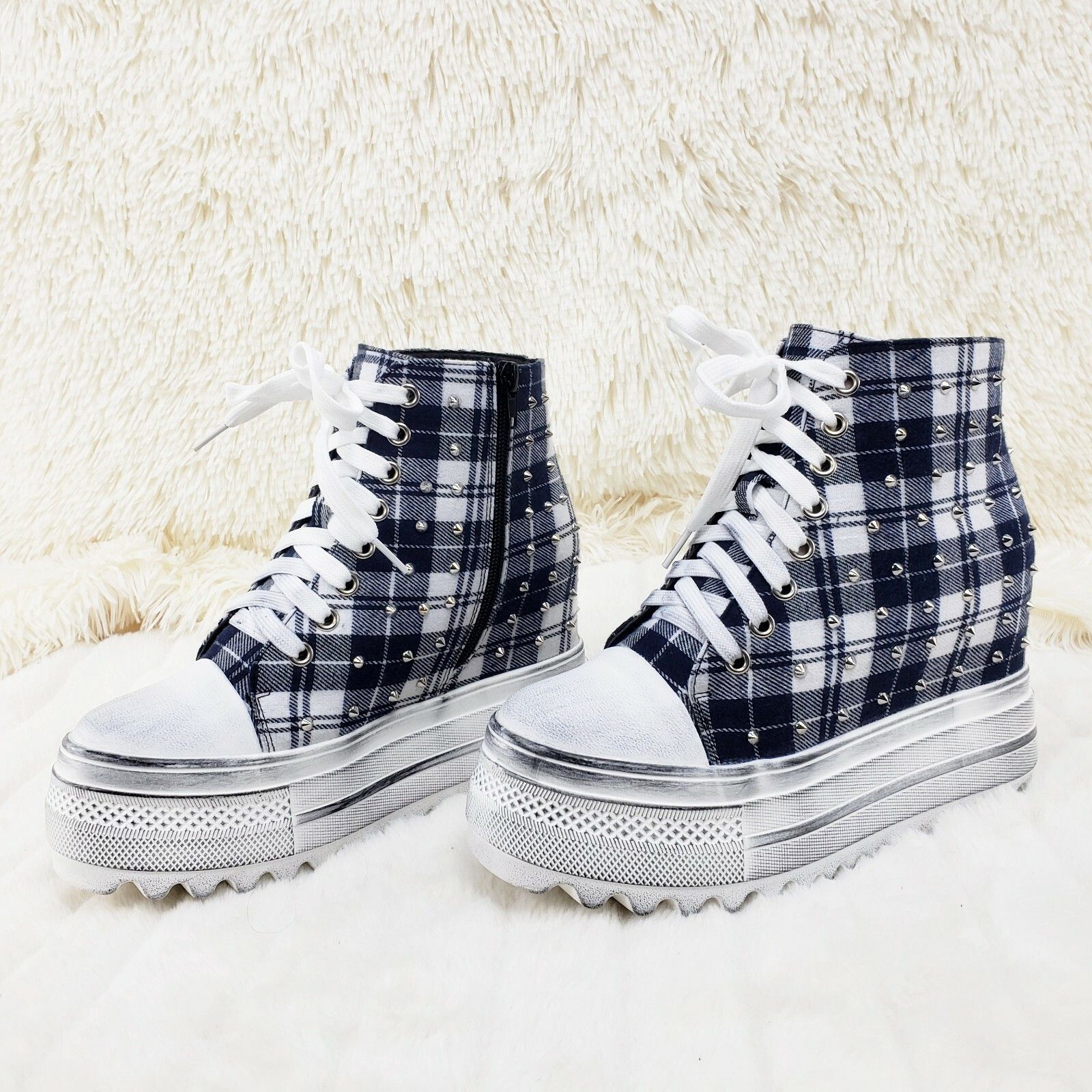 Alexander Wang Wang Cherry Bomb Platform Sneaker Ankle Boots White Navy Pla Size US 7 / IT 37 - 7 Thumbnail