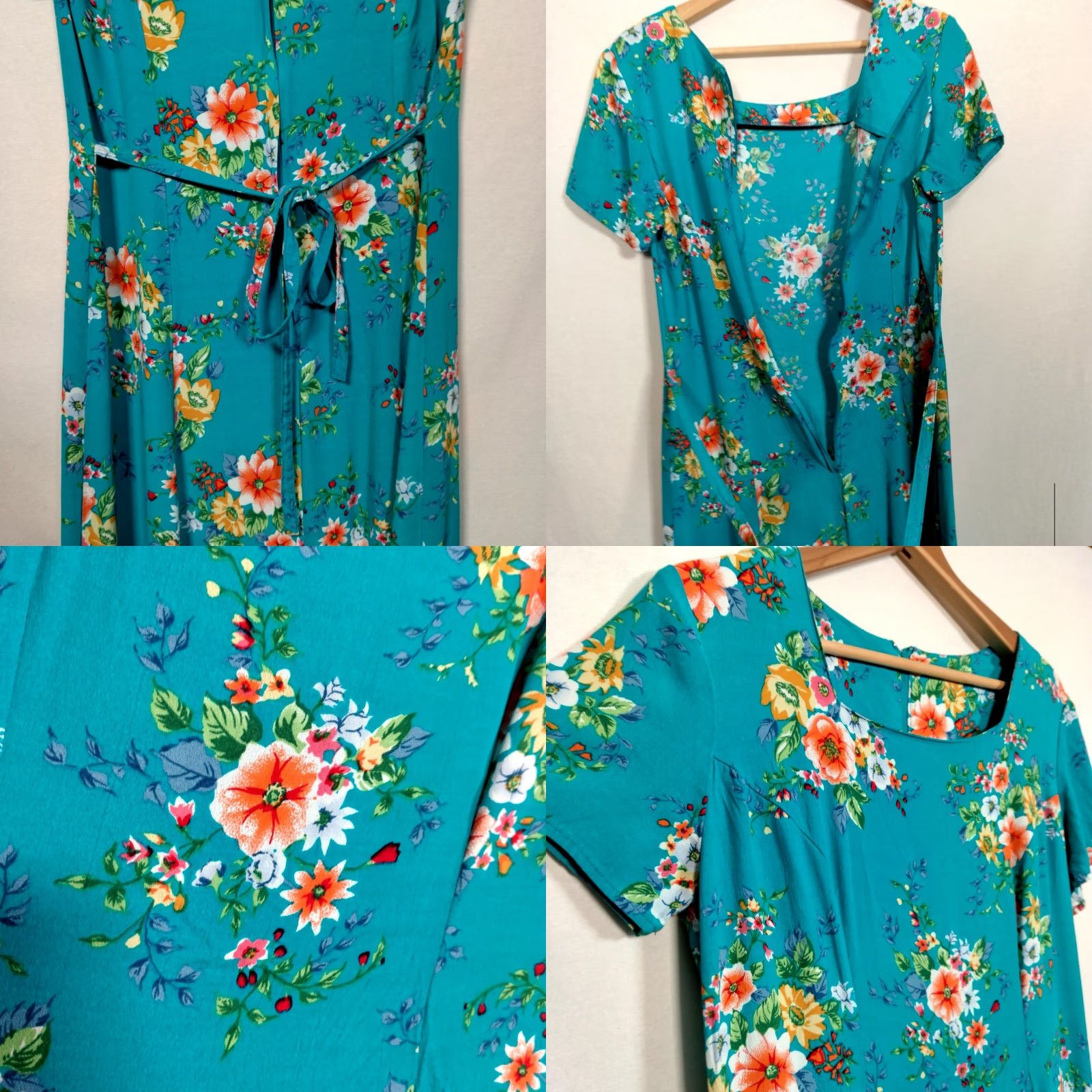 Vintage Vintage Ivy Collection 1990s Maxi Dress Women Blue Floral Spring Casual Tie Back Zip Size L / US 10 / IT 46 - 8 Thumbnail