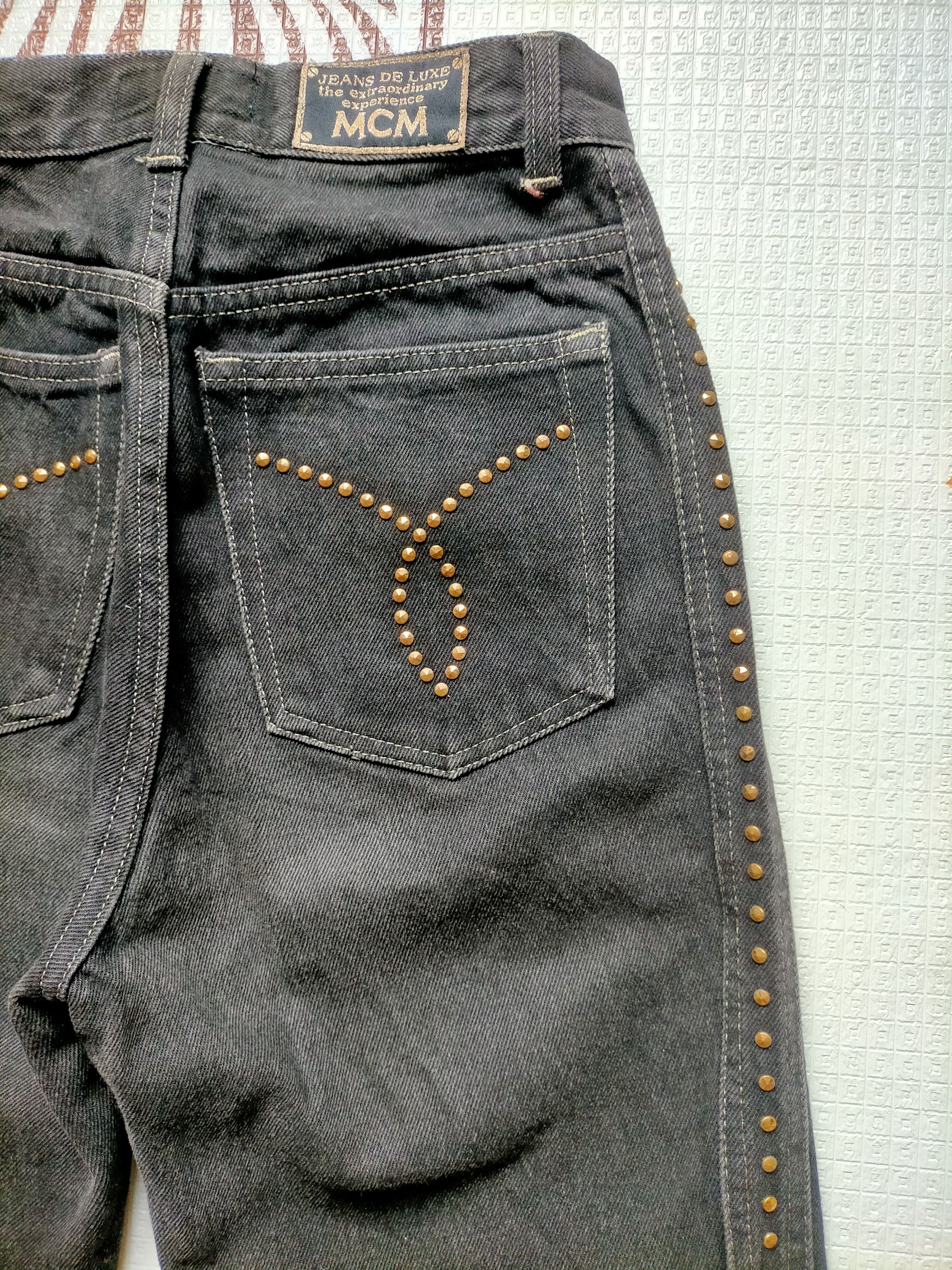 MCM 🔥Rare 90s MCM Studded Gold Side Tape Black Jeans Size US 26 / EU 42 - 18 Thumbnail