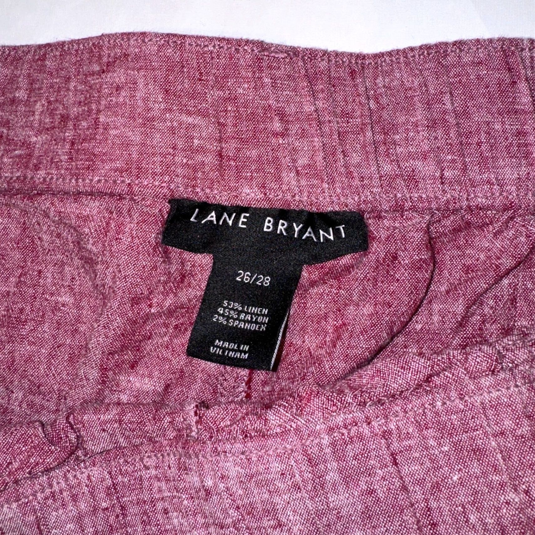 Vintage Lane Bryant Linen Blend Wide-Leg Pants 3XL Womens Red High Rise Beach Capri Travel Casual Comfort Easy Care Plus Size Wide Leg 21in Inseam Linen Rayon Size 40" / US 18 - 2 Thumbnail