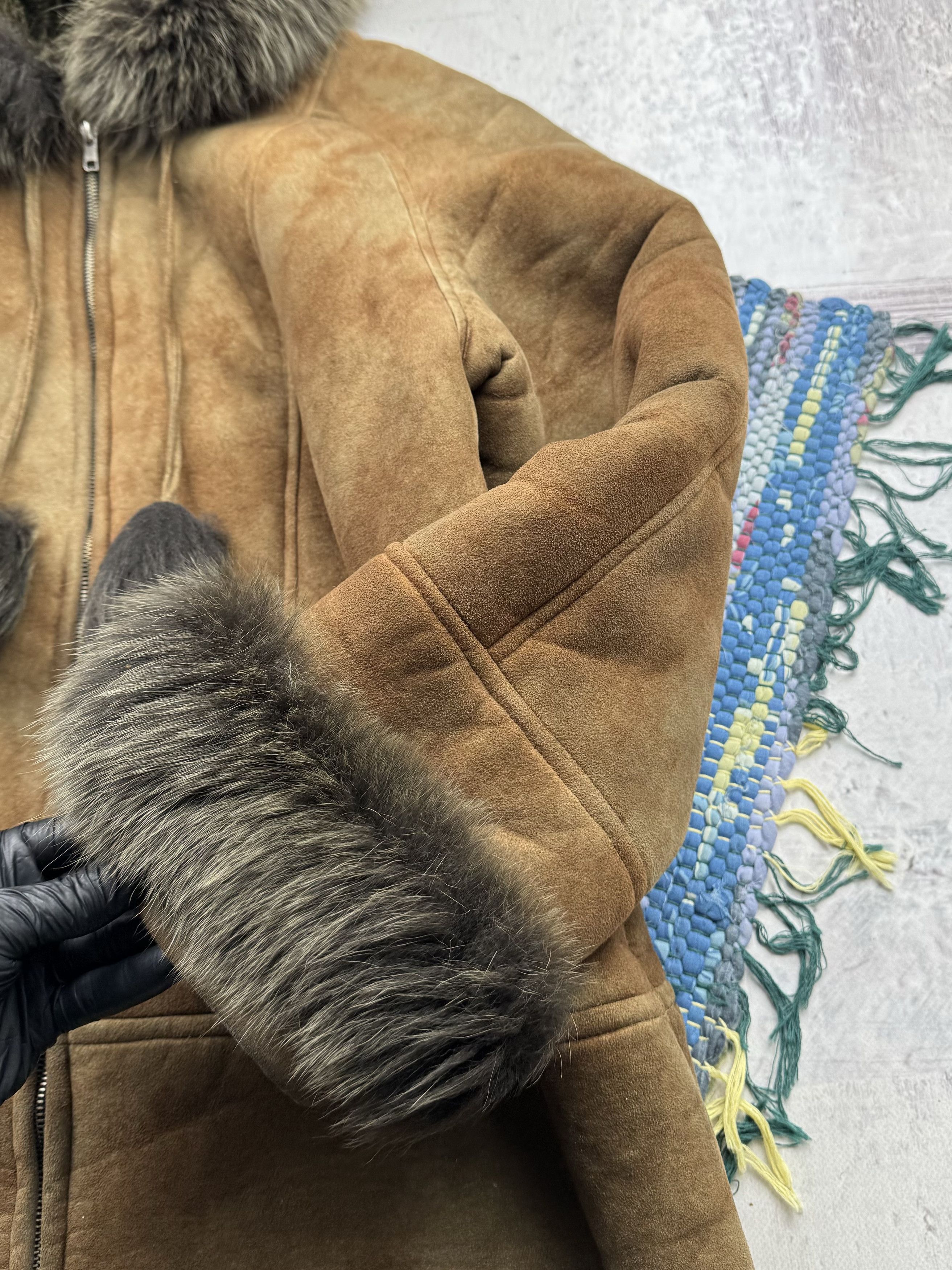 Vintage Vintage Faded Hooded Faux Sheepskin Coat A251(549) Size M / US 6-8 / IT 42-44 - 4 Thumbnail
