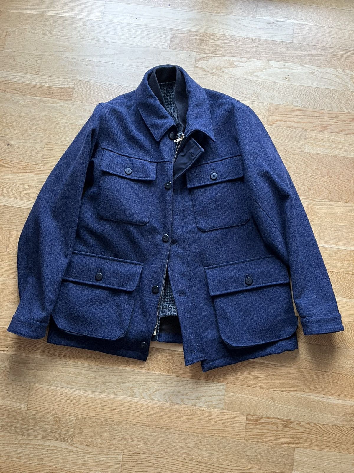 image of Mackintosh x The Workers Club Division Road Field Jacket in Blue, Men's (Size XL)