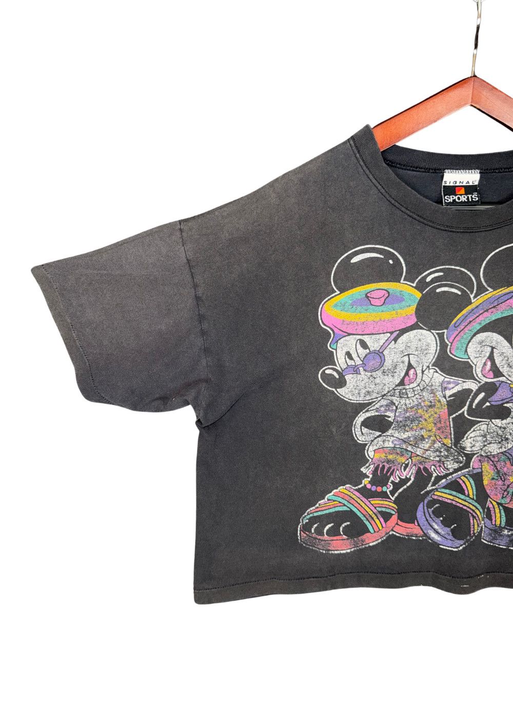90s Disney Mickey Minnie Signal Sports Boxy Cropped Fade image 8
